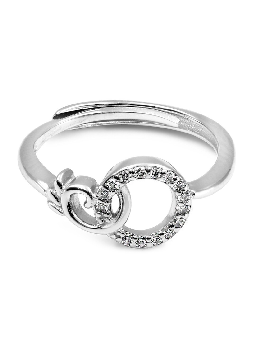 

Zarkan Rhodium-Plated American Diamond Studded Finger Ring, Silver