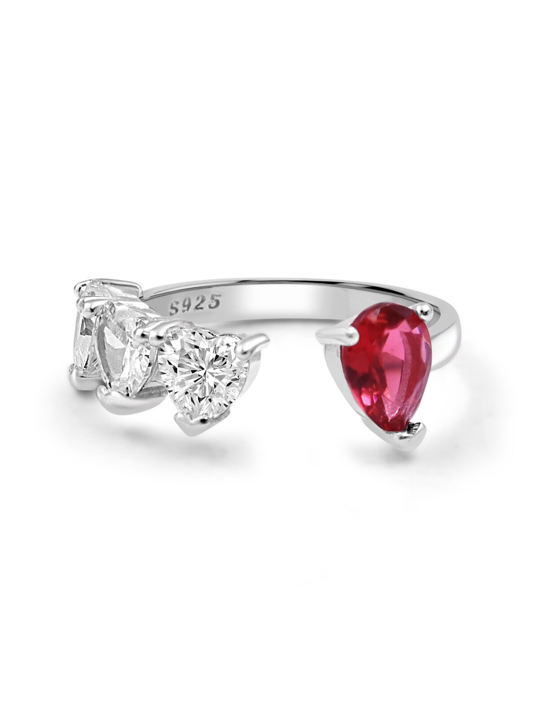 

Zarkan Rhodium-Plated American Diamond Studded Finger Ring, Silver