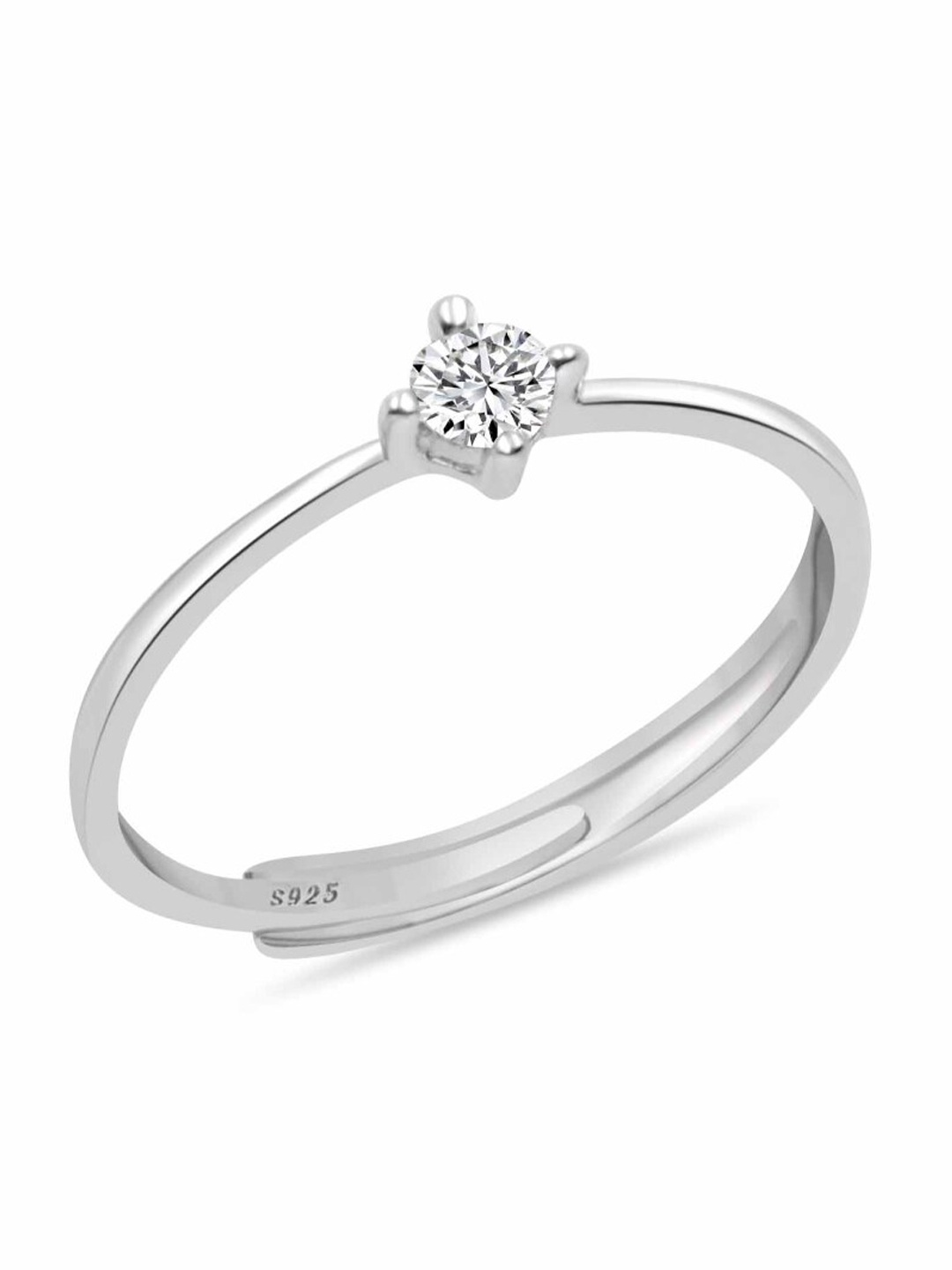 

Zarkan 925 Sterling Silver Rhodium-Plated American Diamond Studded Finger Ring