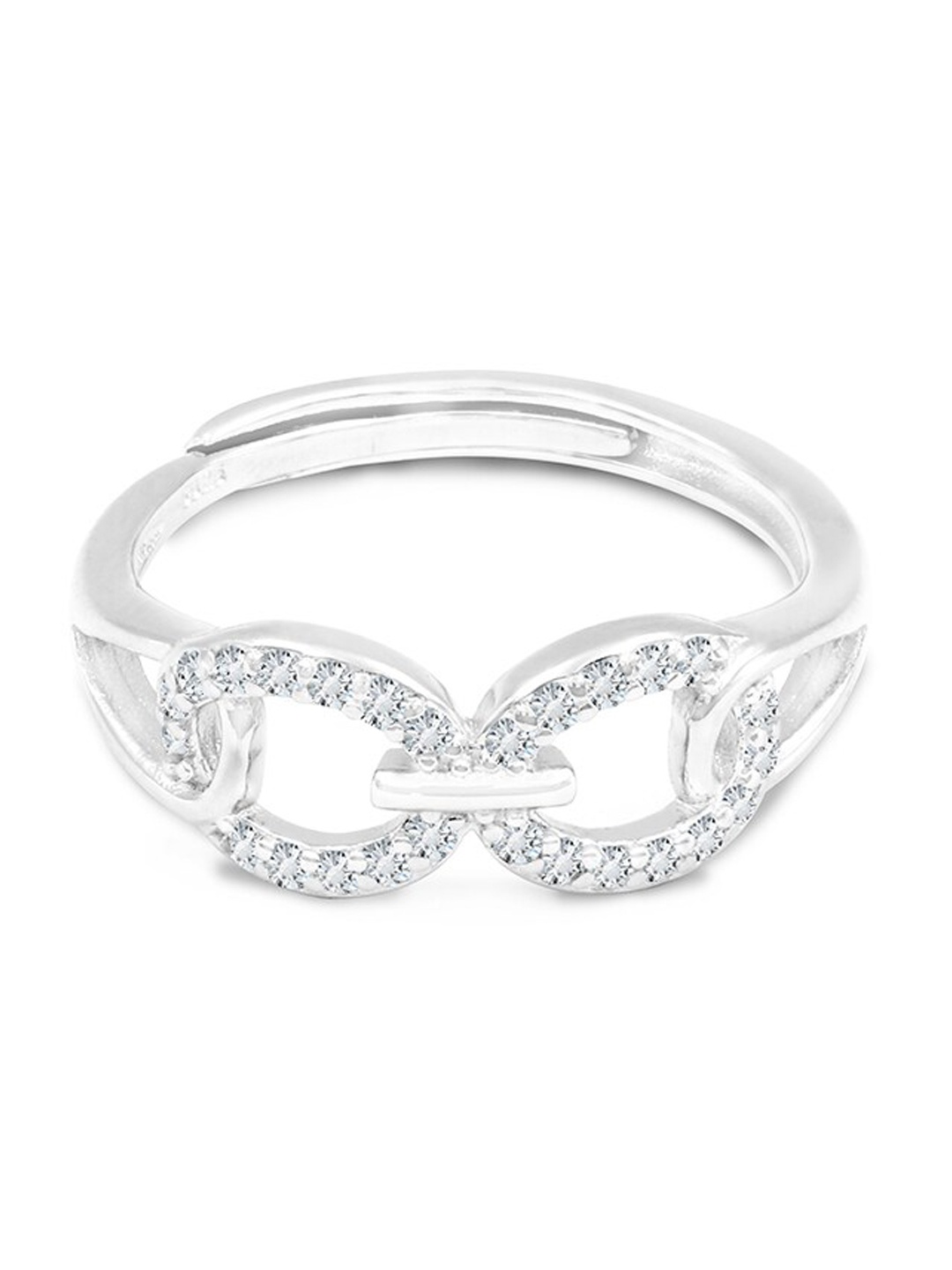 

Zarkan 925 Sterling Silver Rhodium-Plated American Diamond Studded Finger Ring