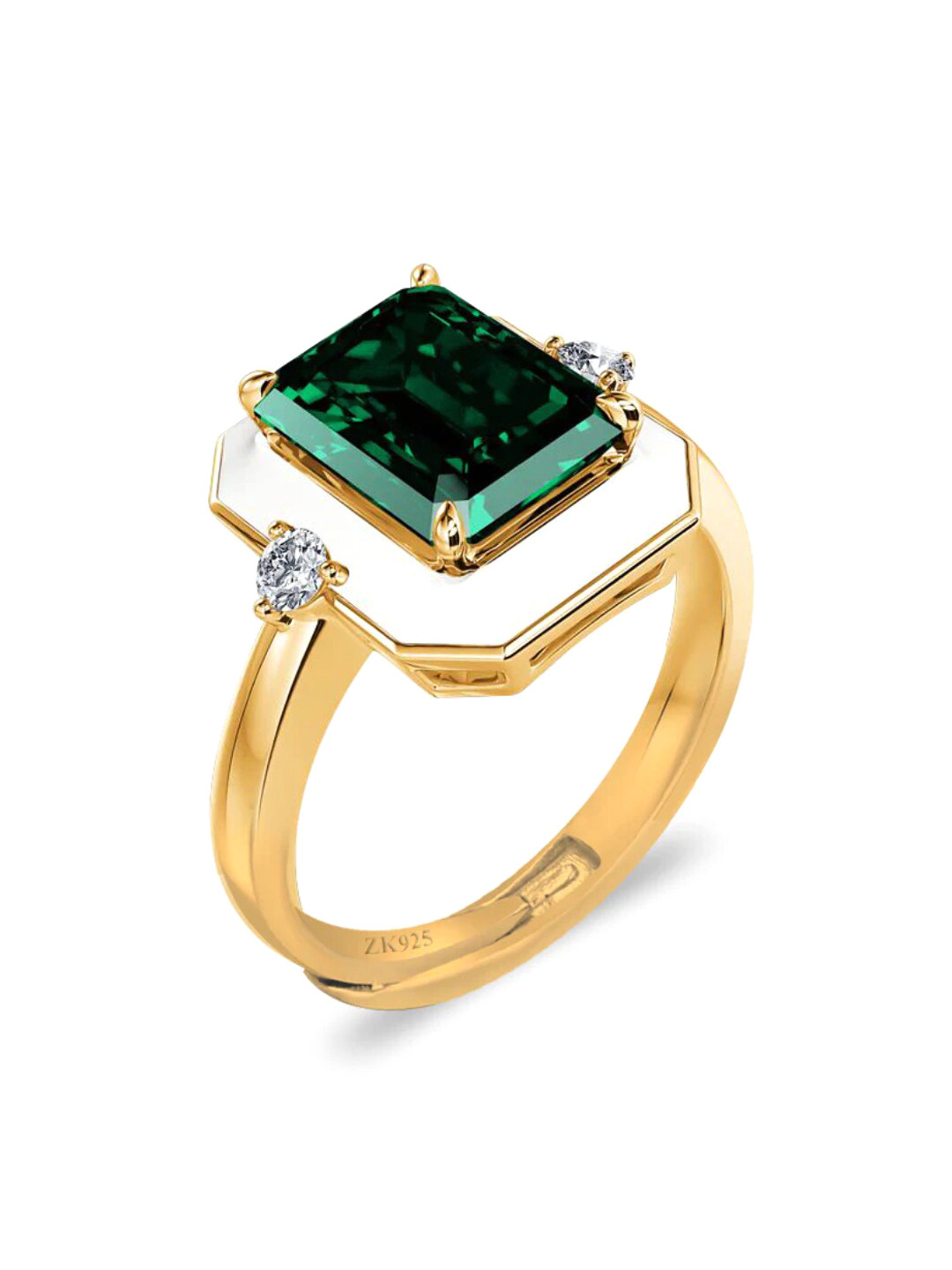 

Zarkan Sterling Silver Gold-Plated AD Studded Finger Ring