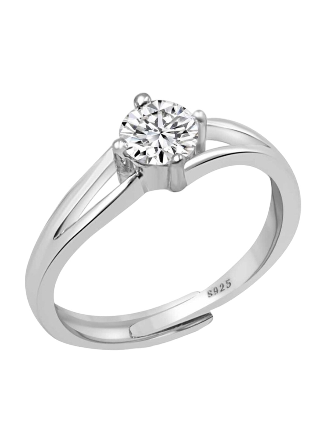 

Zarkan Sterling Silver Rhodium-Plated AD Studded Finger Ring