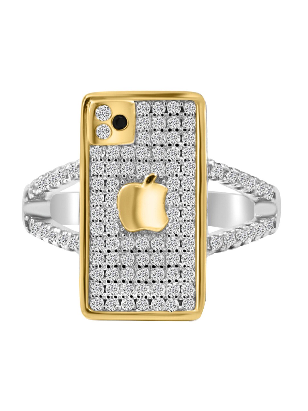 

Zarkan 925 Sterling Silver Rhodium-Plated AD Studded Iphone Finger Ring