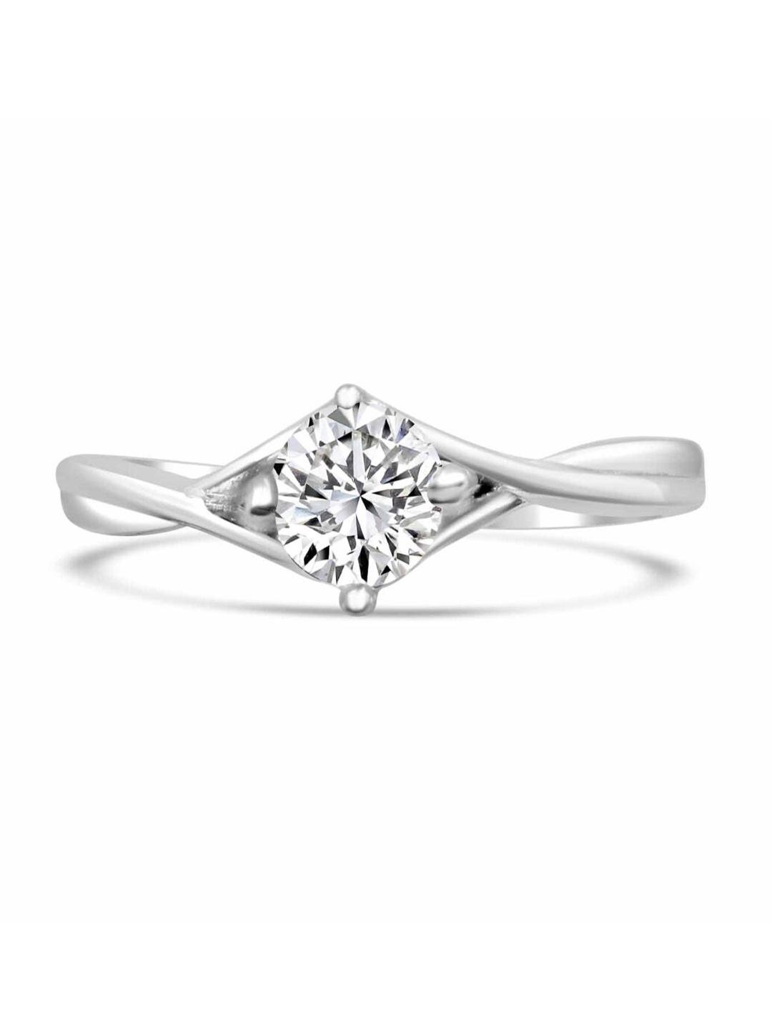 

Zarkan Sterling Silver Rhodium-Plated AD Studded Finger Ring
