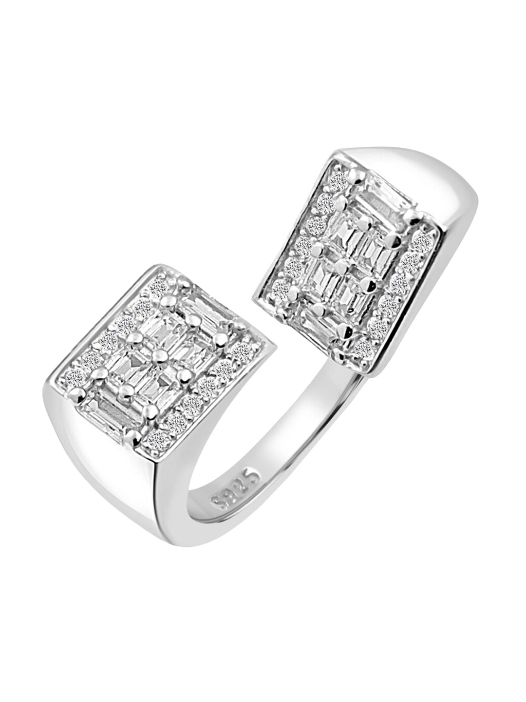 

Zarkan Rhodium-Plated 925 Silver AD Studded Finger Ring