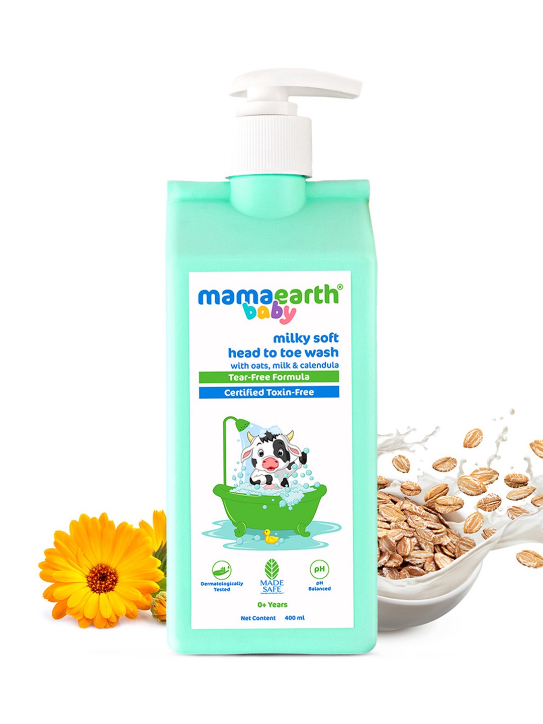 

Mamaearth Milky Soft Head To Toe Wash With Oats, Milk, & Calendula For Babies - 400ml, Green