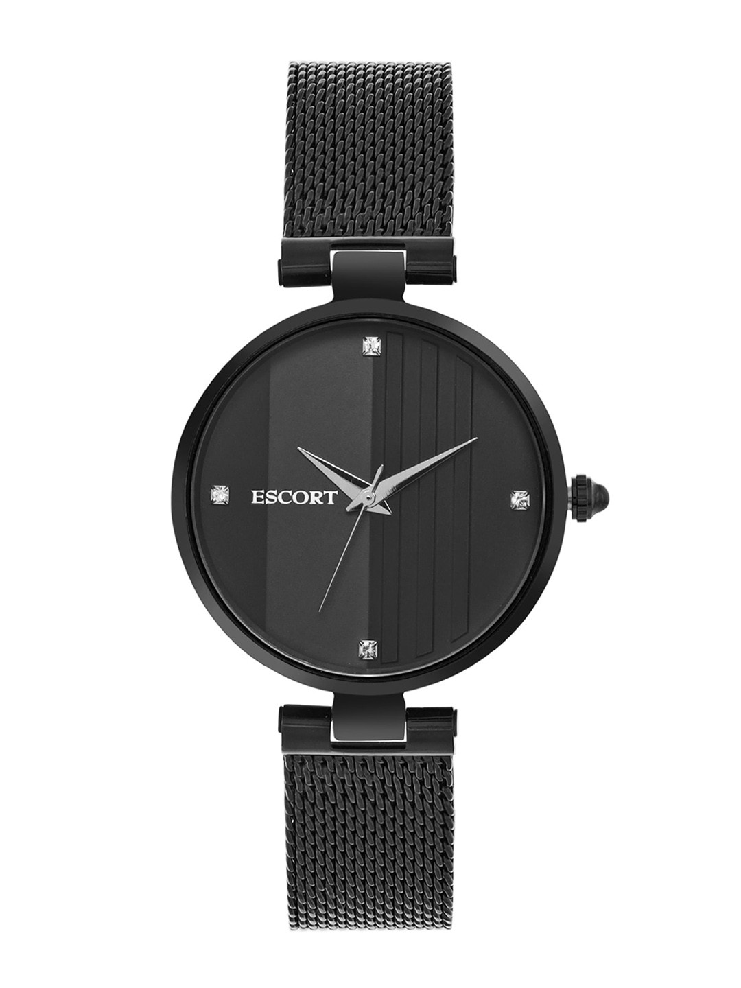 

Escort Women Embellished Dial Textured Straps Analogue Watch E21007399BM3, Black