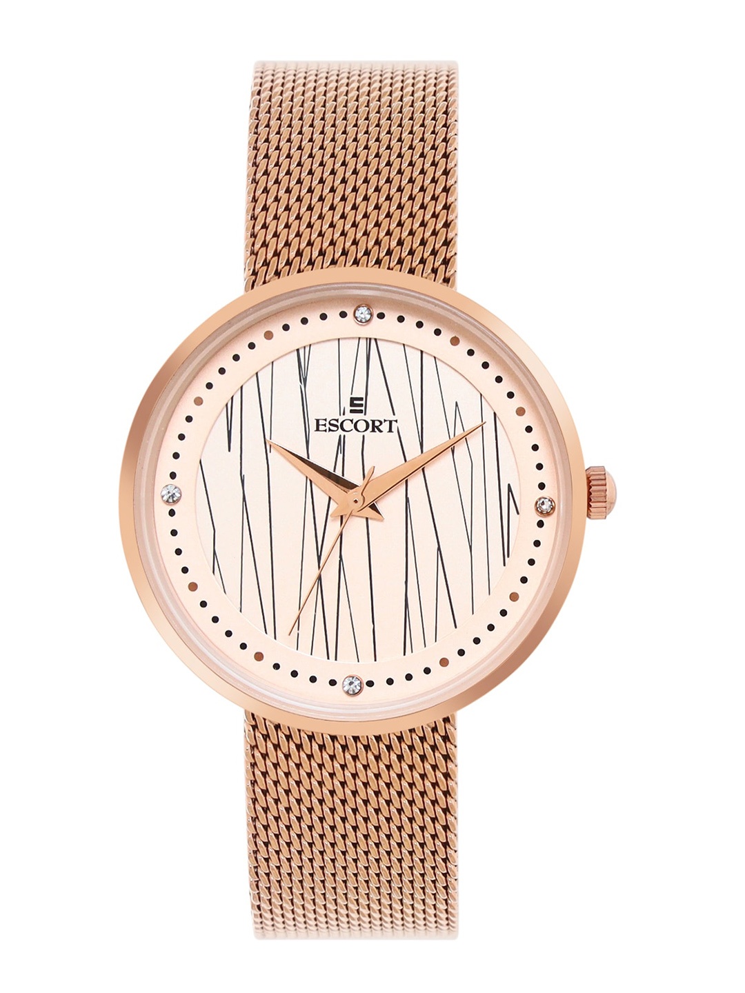 Escort Women Abstract Printed Bracelet Style Straps Analogue Watch-E21507409RGM11, Rose gold