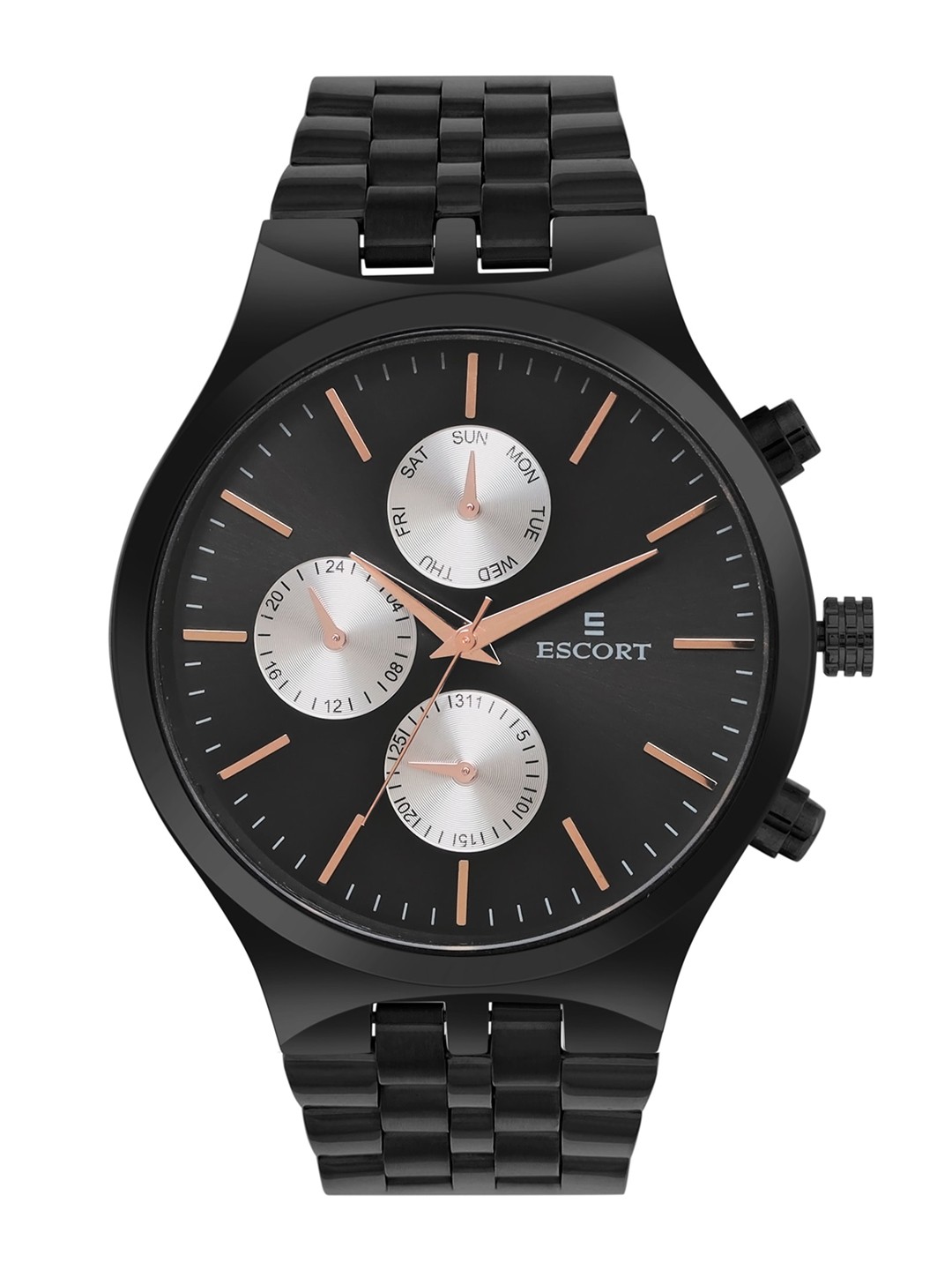 

Escort Men Patterned Dial & Bracelet Style Straps Analogue Watch E25007226BM3, Black