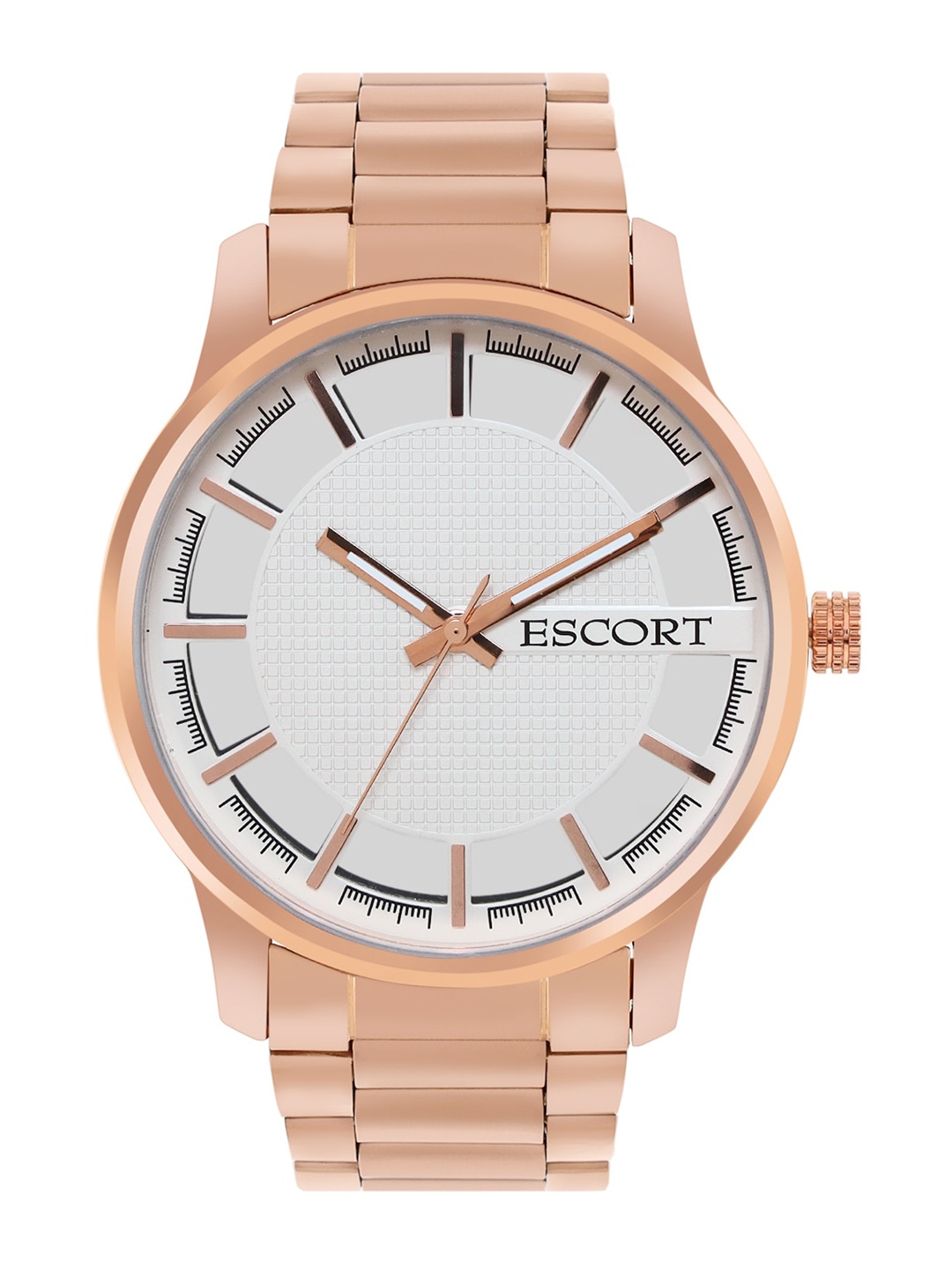 Escort Men Textured Dial & Straps Analogue Watch-E2150RGM1, White