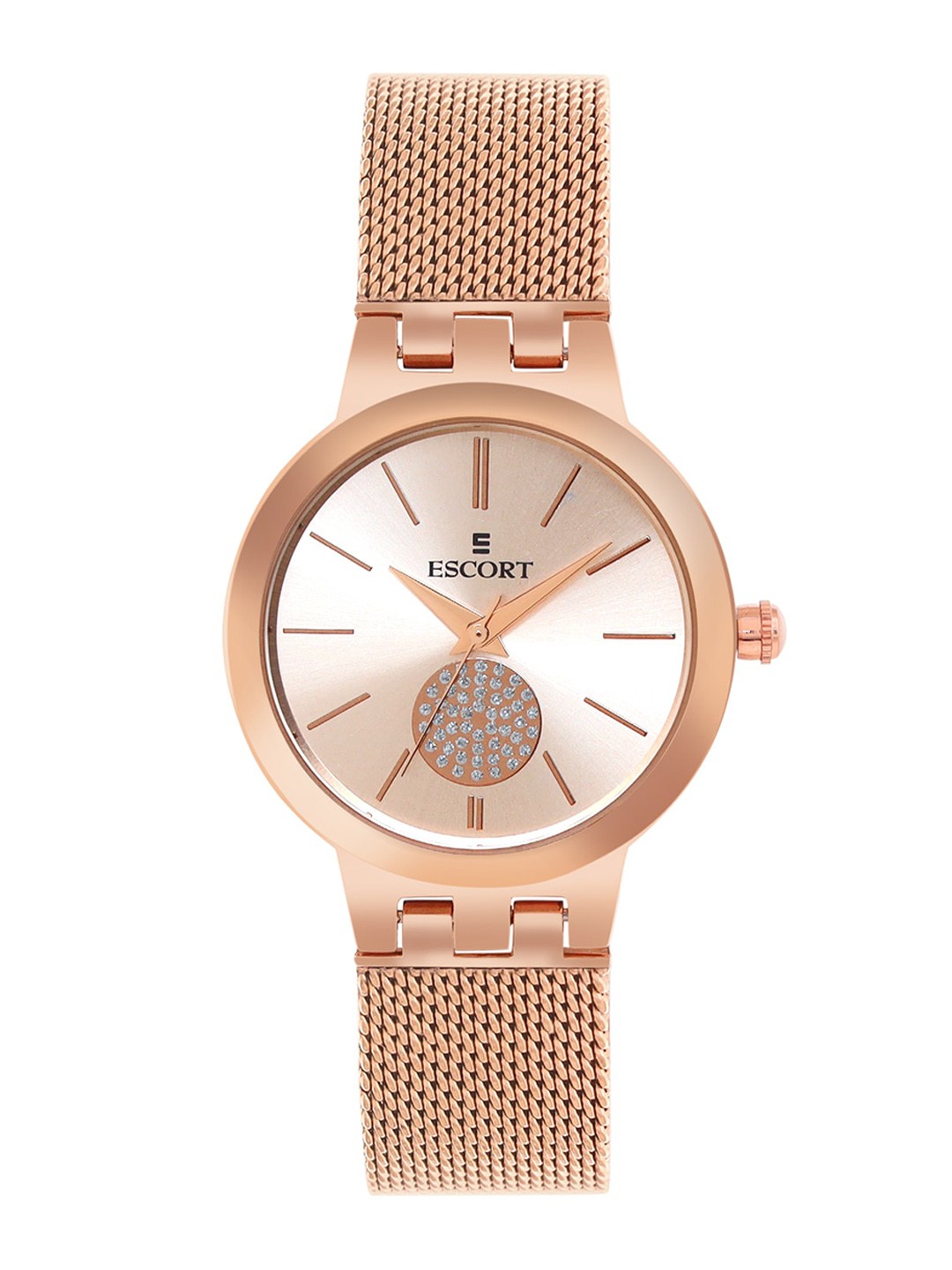 

Escort Women Embellished Dial & Bracelet Style Straps Analogue Watch E21007422RGM11, Rose gold