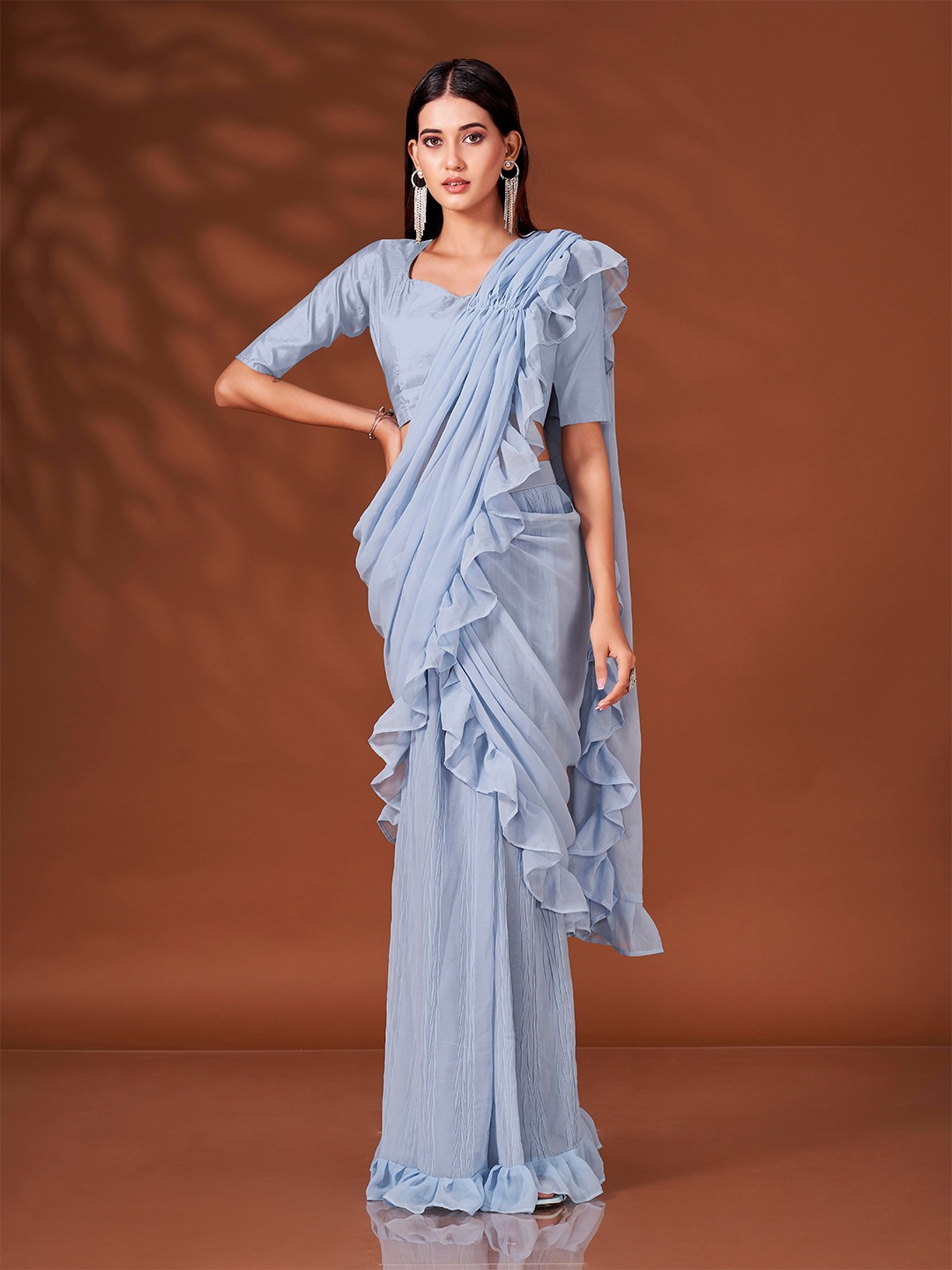 

Tikhi Imli Ready To Wear Ruffled Saree, Blue
