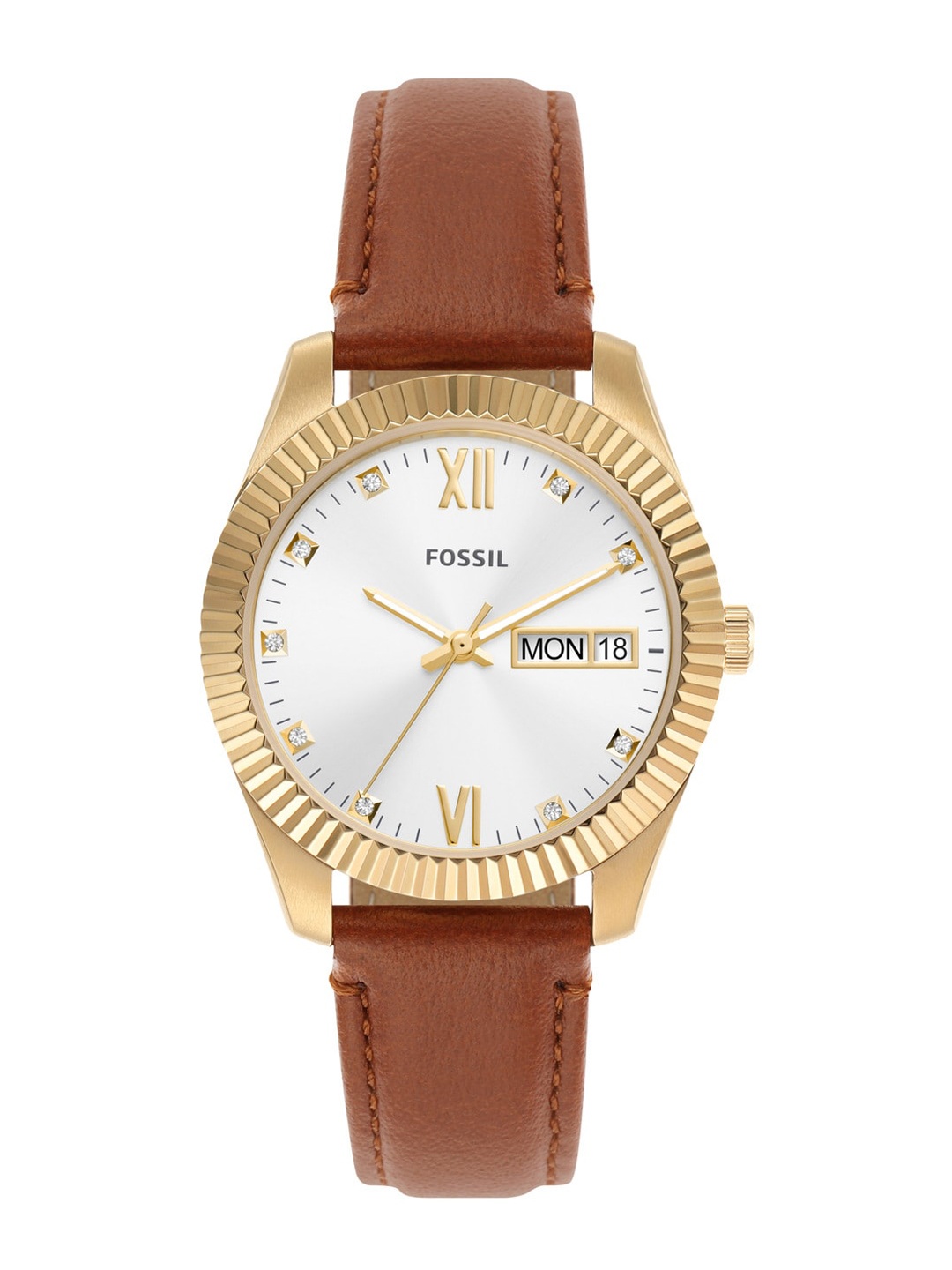 

Fossil Scarlette Women Leather Straps Analogue Watch ES5184, White