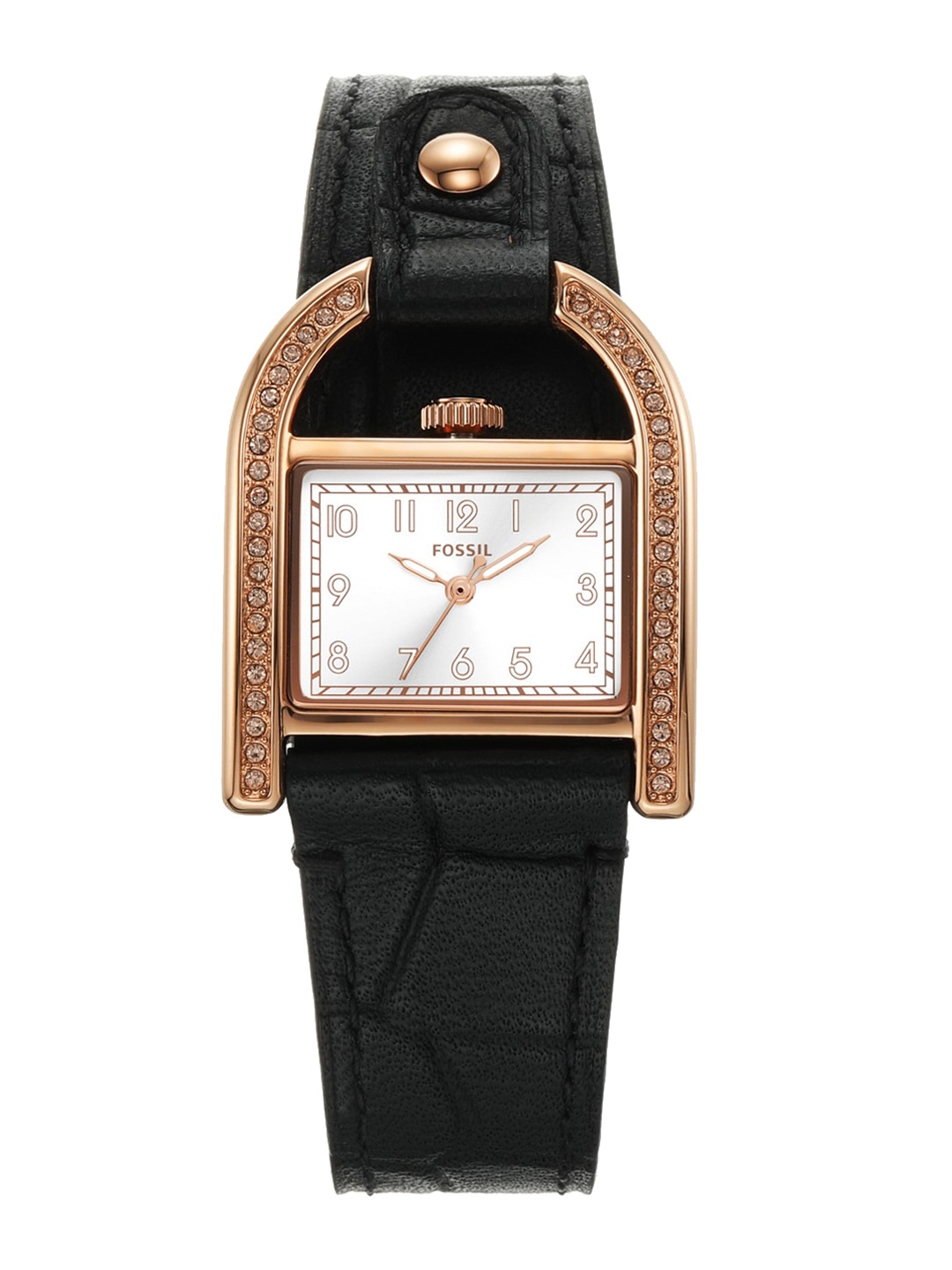 

Fossil Harwell Women Embellished Dial Leather Straps Analogue Watch ES5263, Black