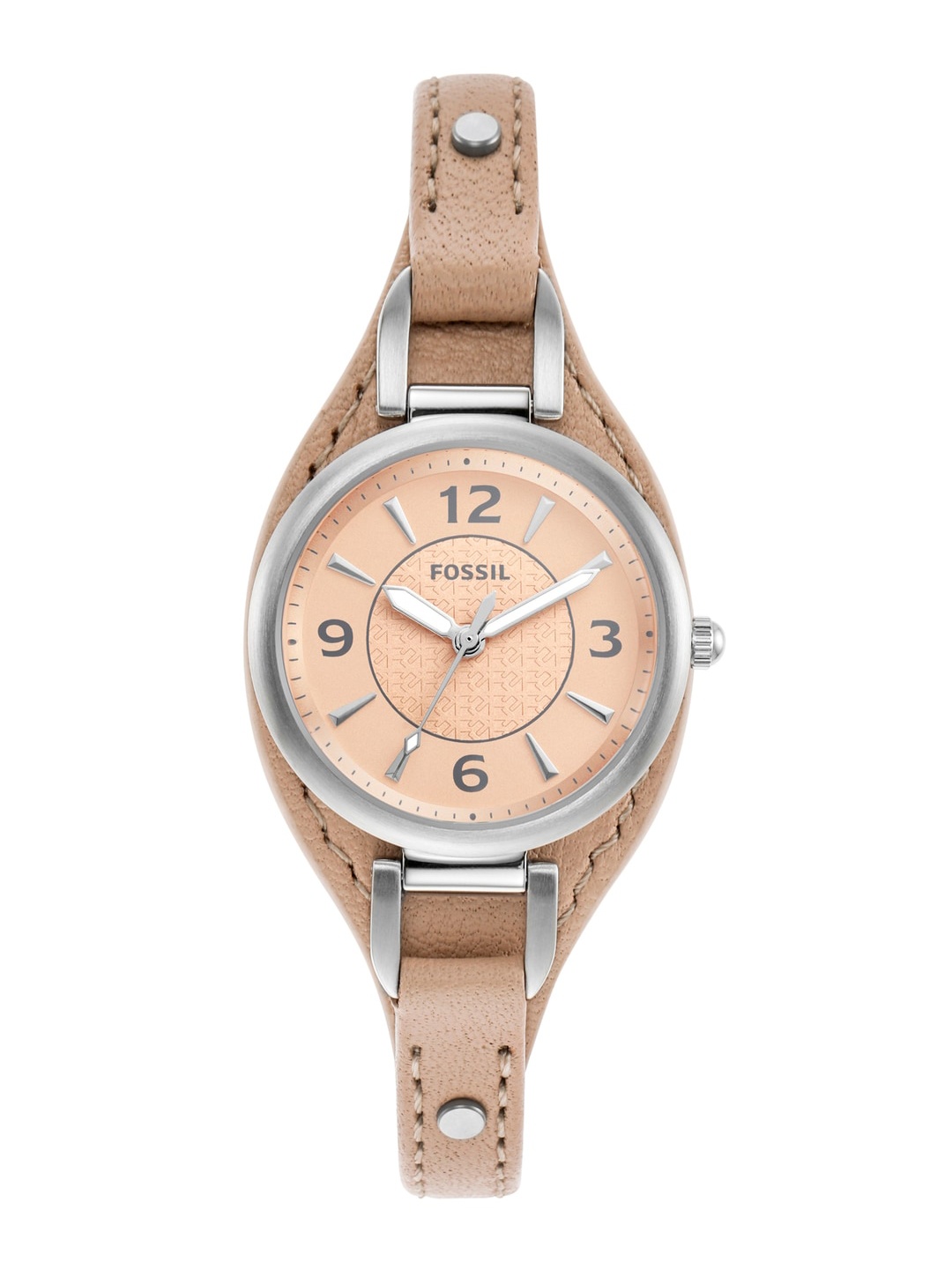 

Fossil Women Embellished Dial Leather Straps Analogue Watch ES5213, Beige