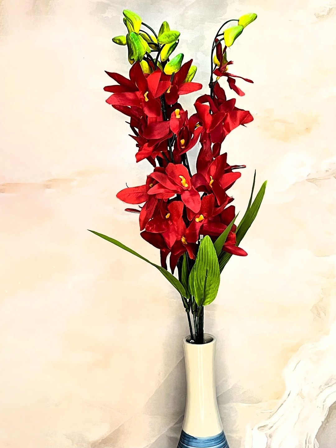 Akaar Pink & Green 5 Pieces Artificial Flower Orchid Sticks