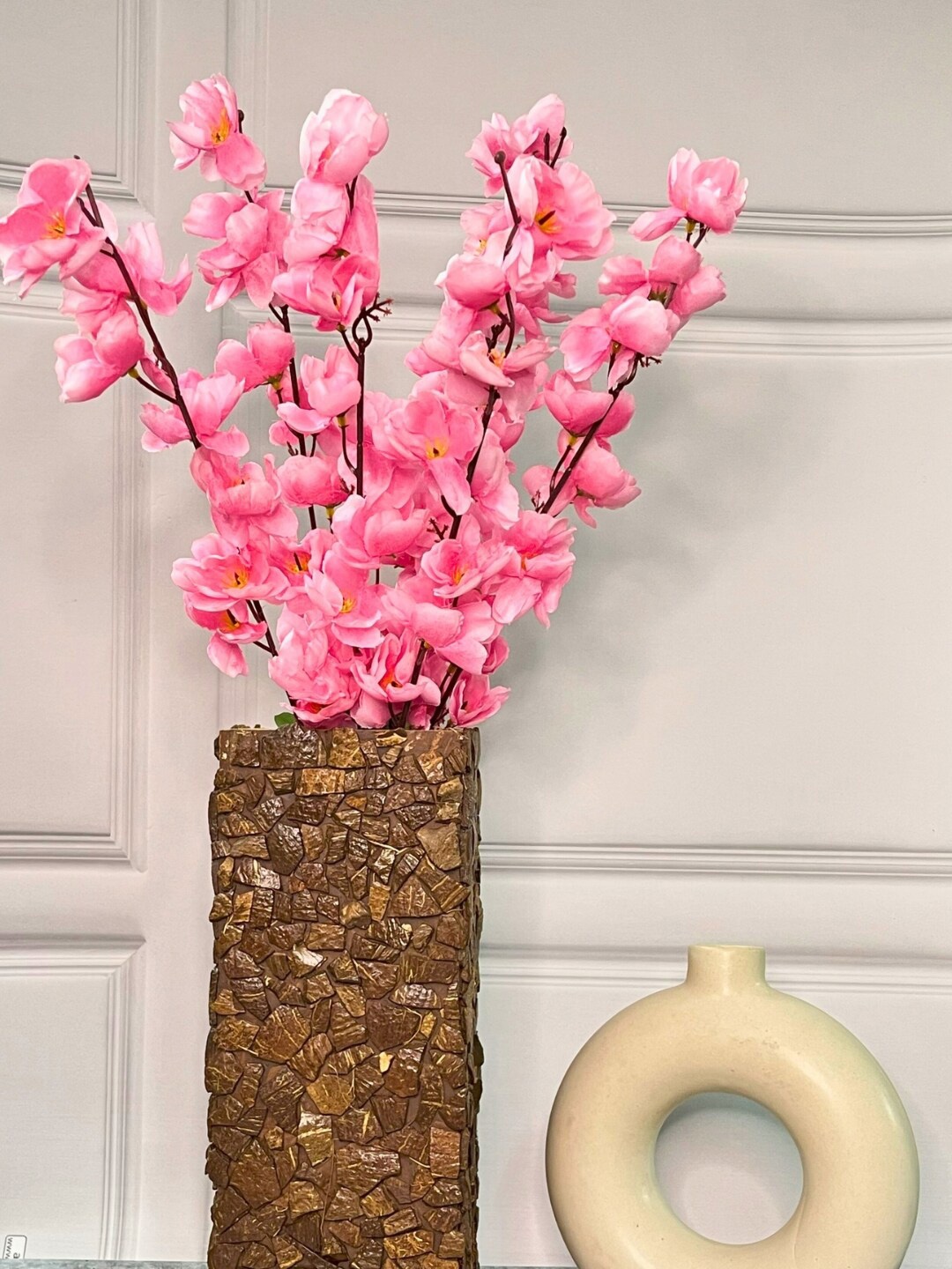 Akaar Pink & Brown 2-Pieces Cherry Blossom Flowers