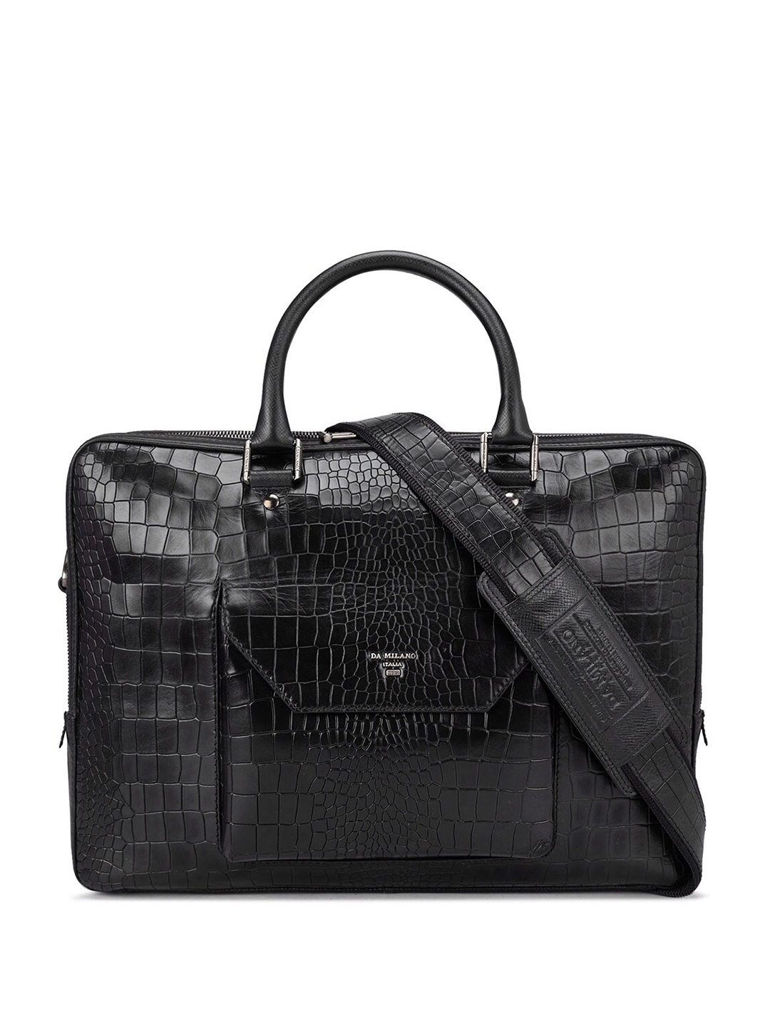 

Da Milano Textured Leather Laptop Bag, Black