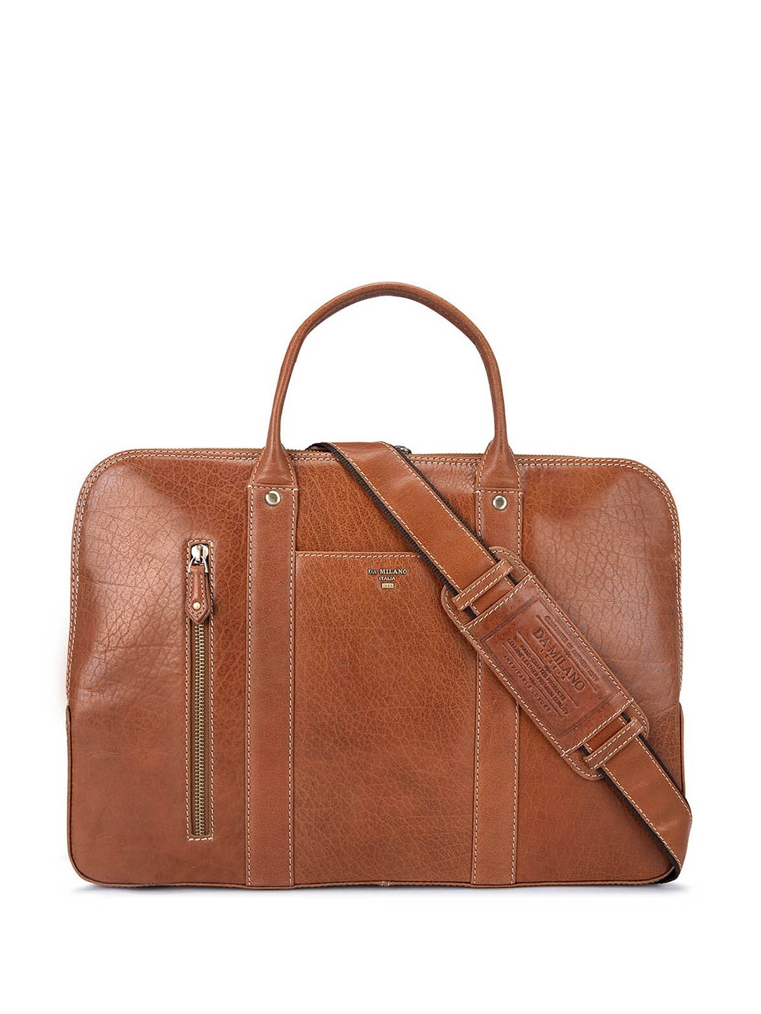 

Da Milano Textured Leather Laptop Bag, Brown