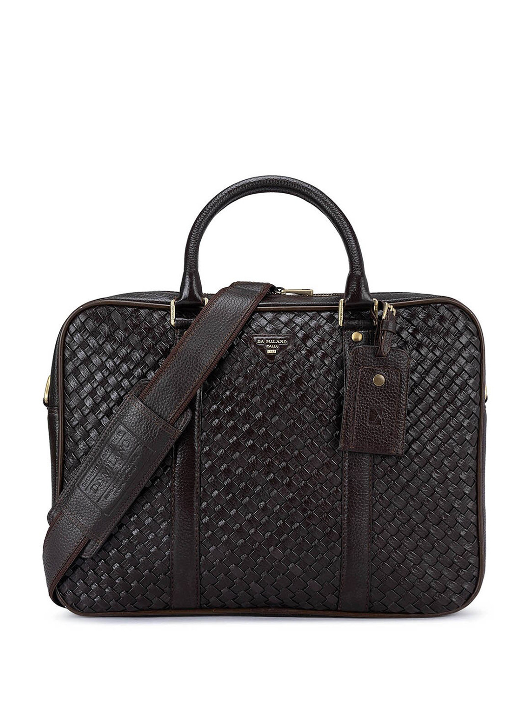 

Da Milano Textured Leather Laptop Bag Up to 14 inch, Brown