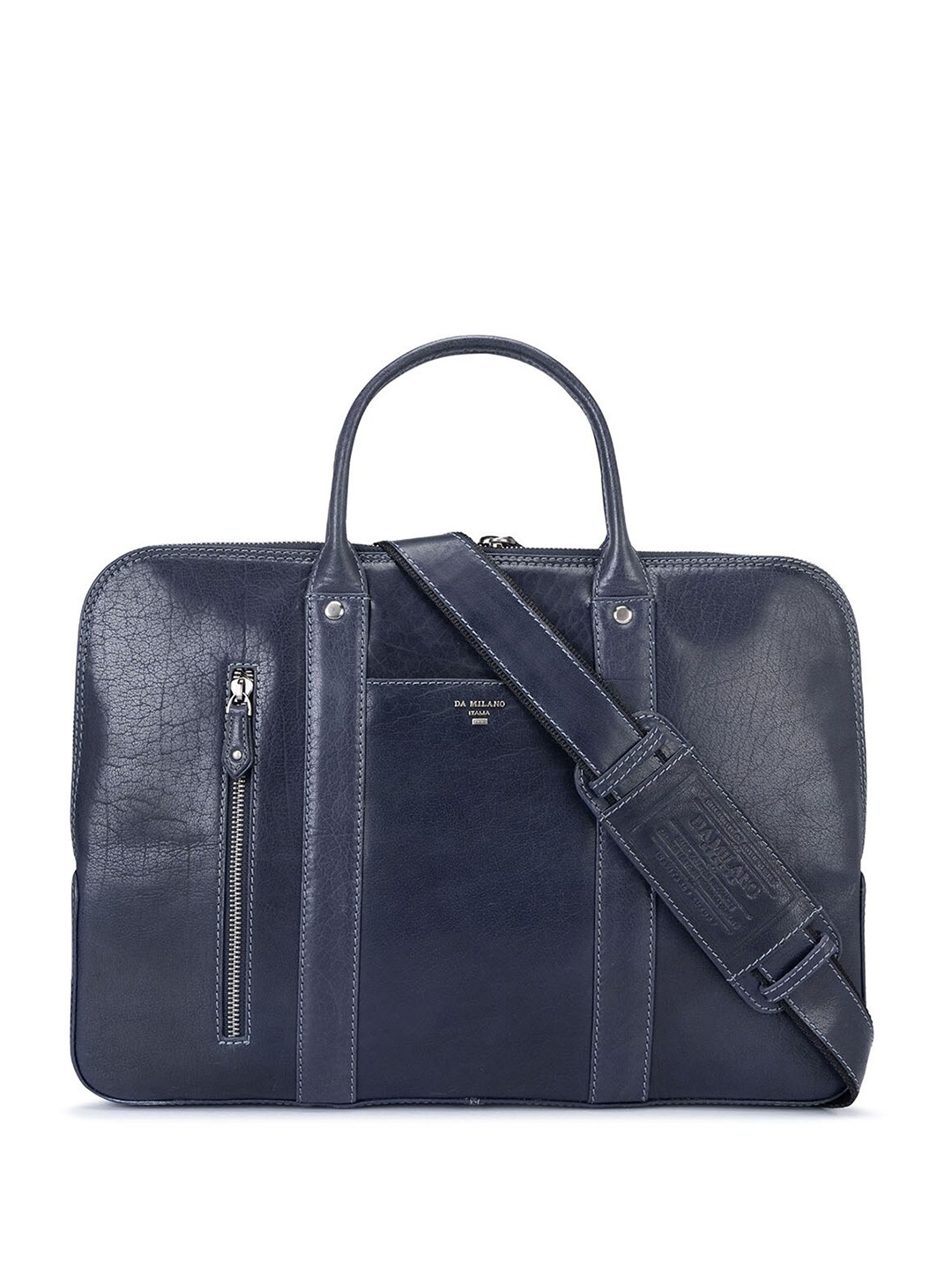 

Da Milano Textured Leather Laptop Bag, Blue