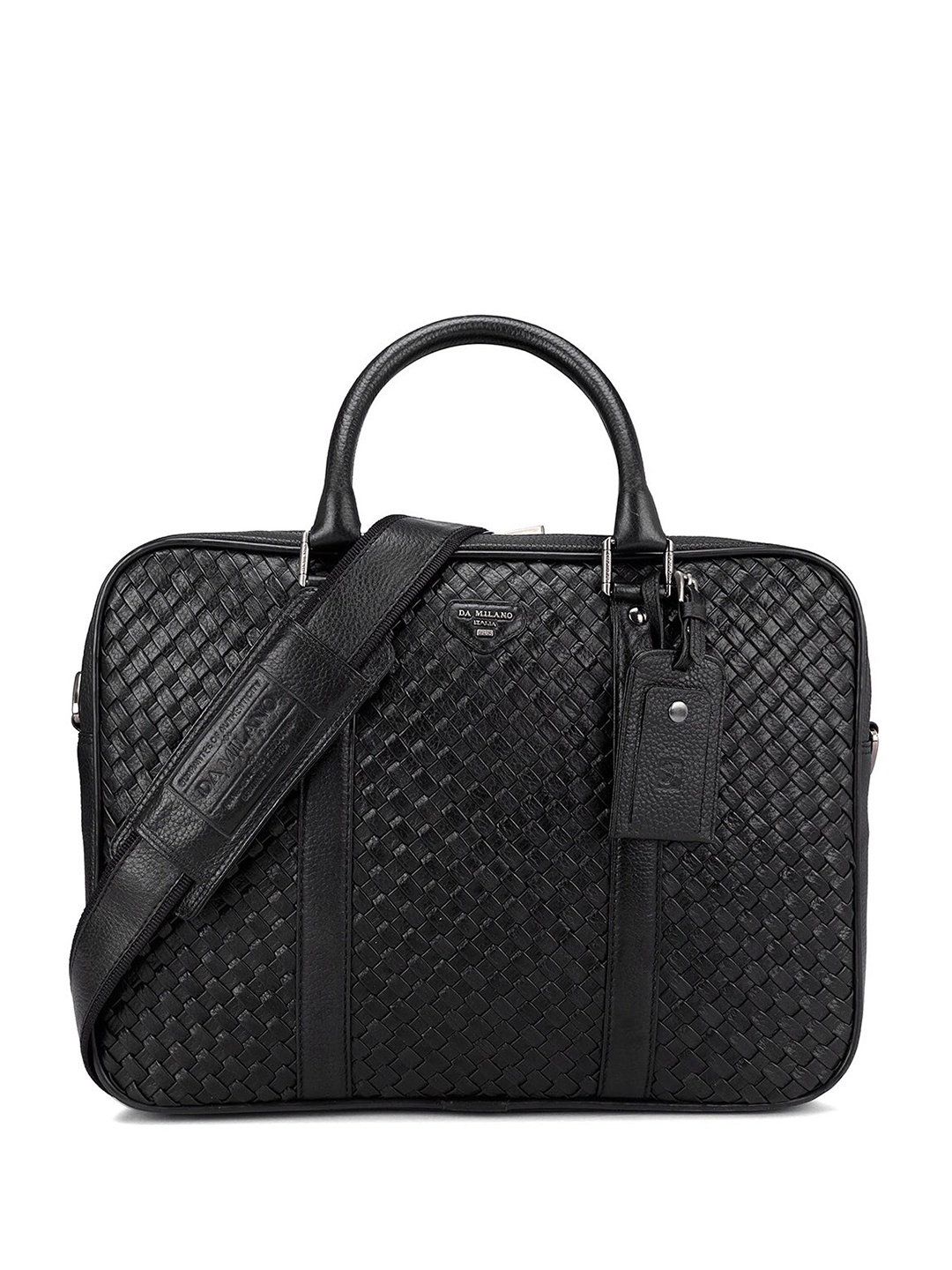 

Da Milano Textured Leather Laptop Bag, Black