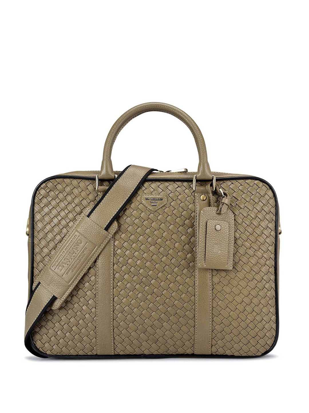 

Da Milano Textured Leather Laptop Bag, Green