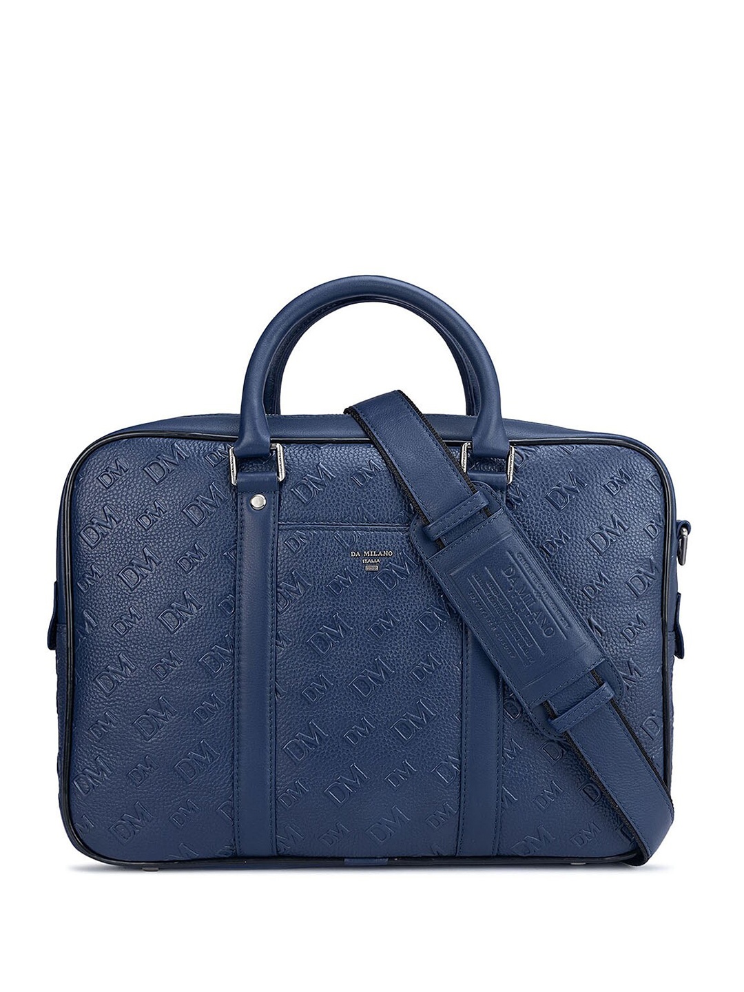 

Da Milano Textured Leather Laptop Bag -Up to 14 inch, Blue