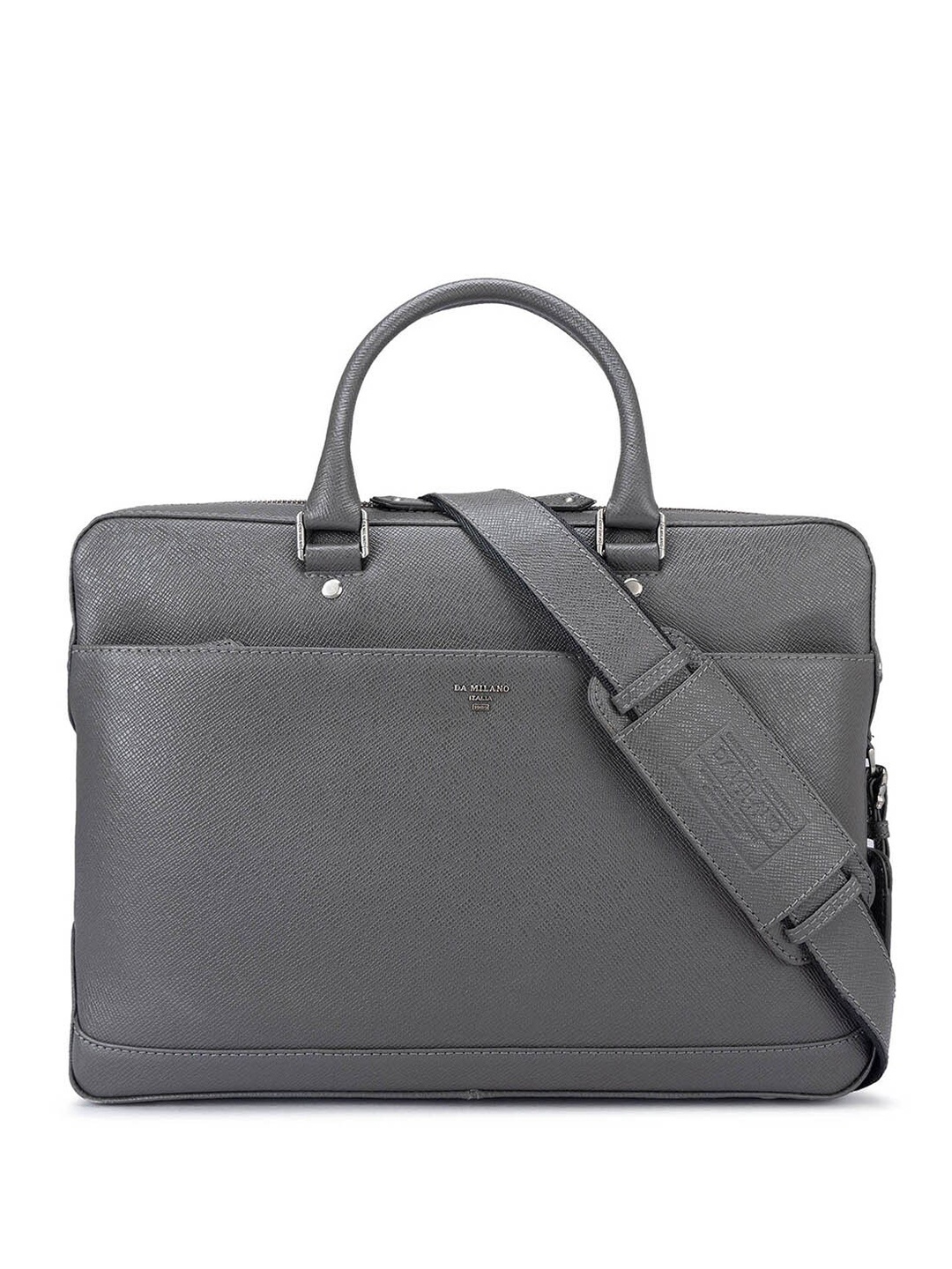 

Da Milano Textured Leather Laptop Bag -Up to 15 inch, Grey