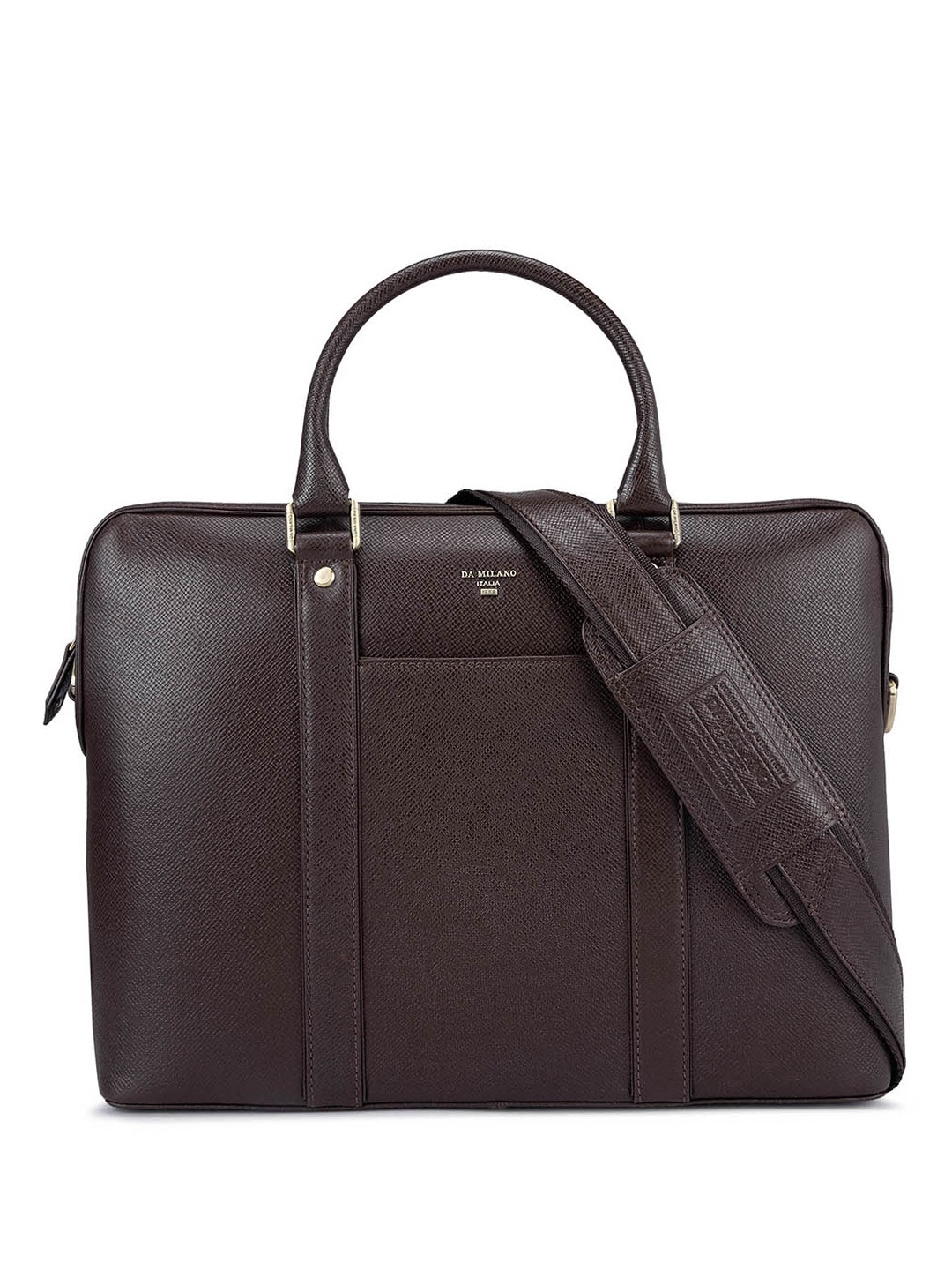 

Da Milano Textured Leather Laptop Bag -Up to 15 inch, Brown