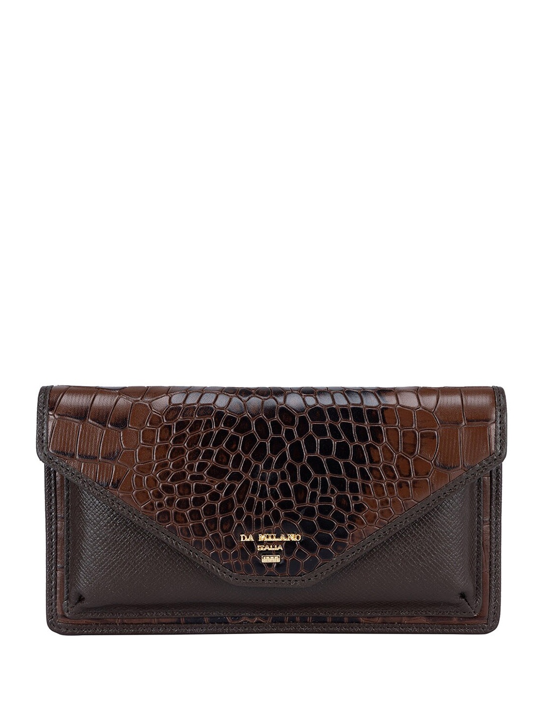 

Da Milano Women Textured Leather Two Fold Wallet, Brown