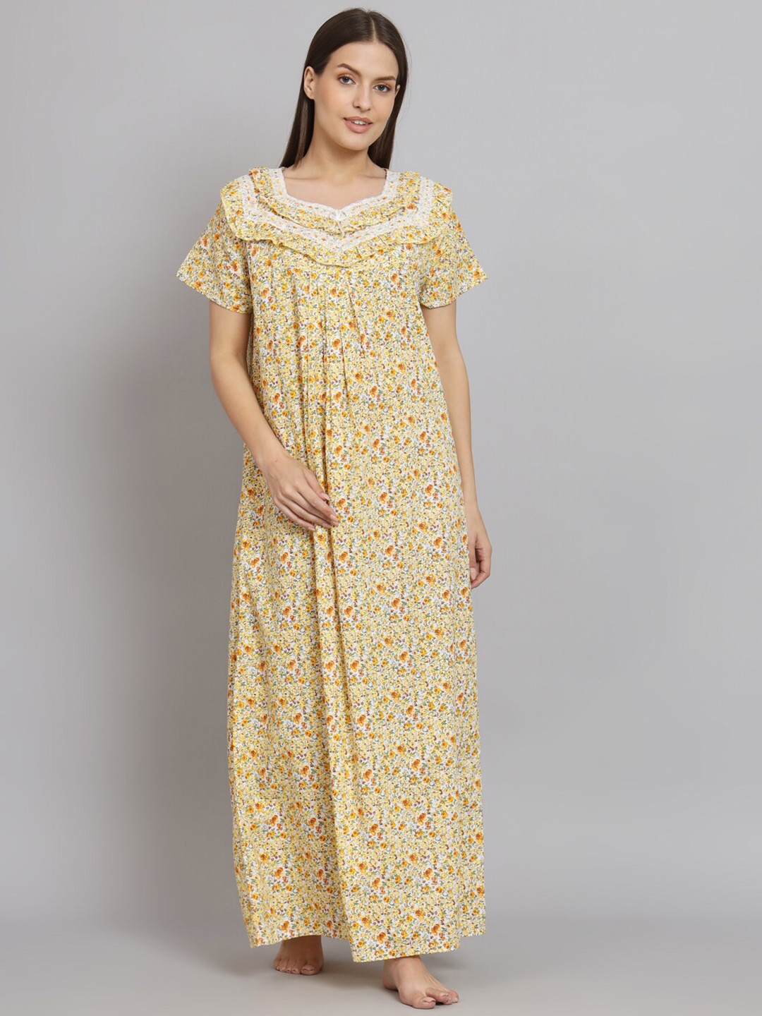 

SEPHANI Floral Printed Cotton Maxi Nightdress, White