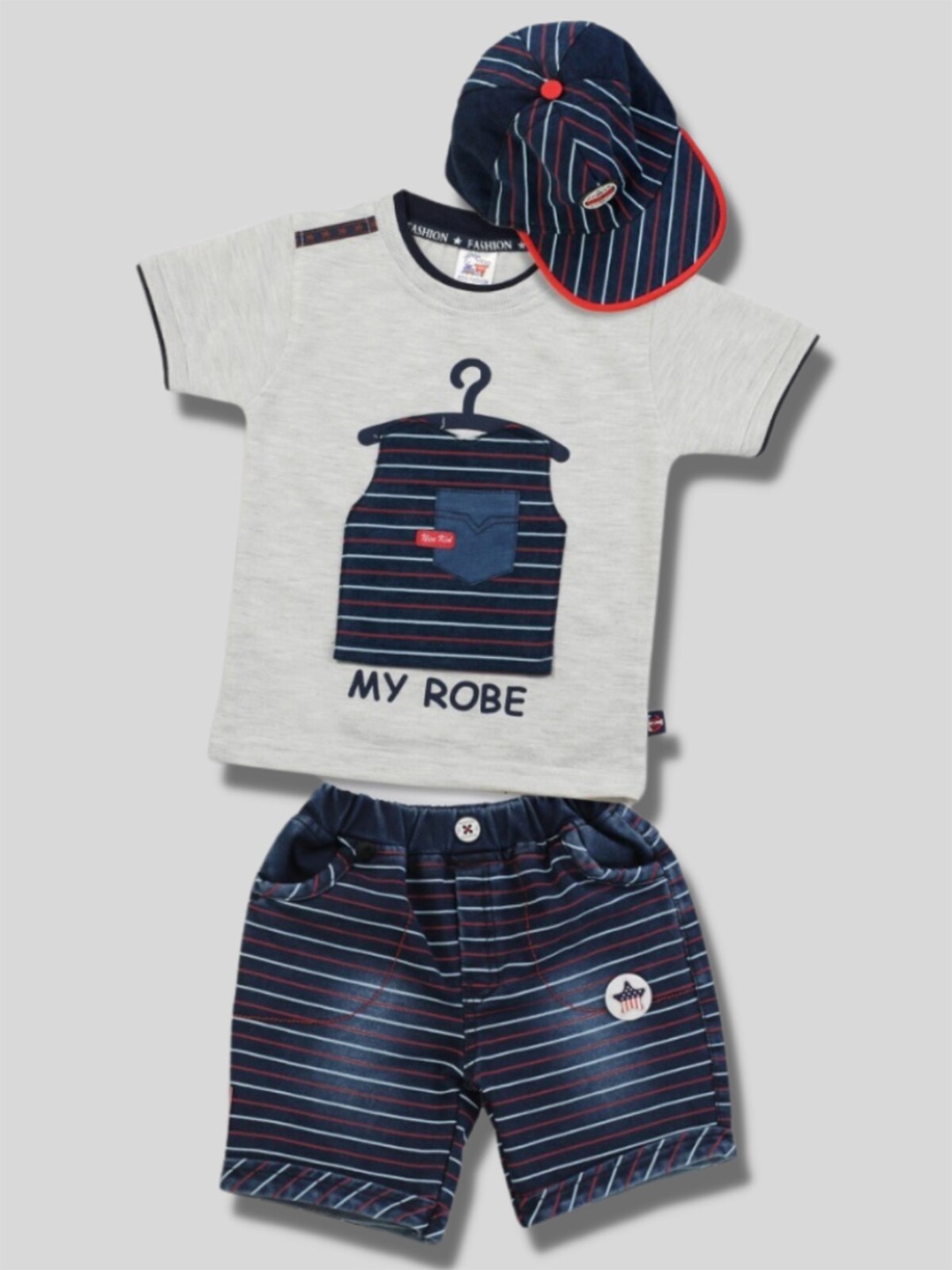 

YOUSTYLO Infants Boys Printed T-shirt With Shorts Clothing Set, Grey