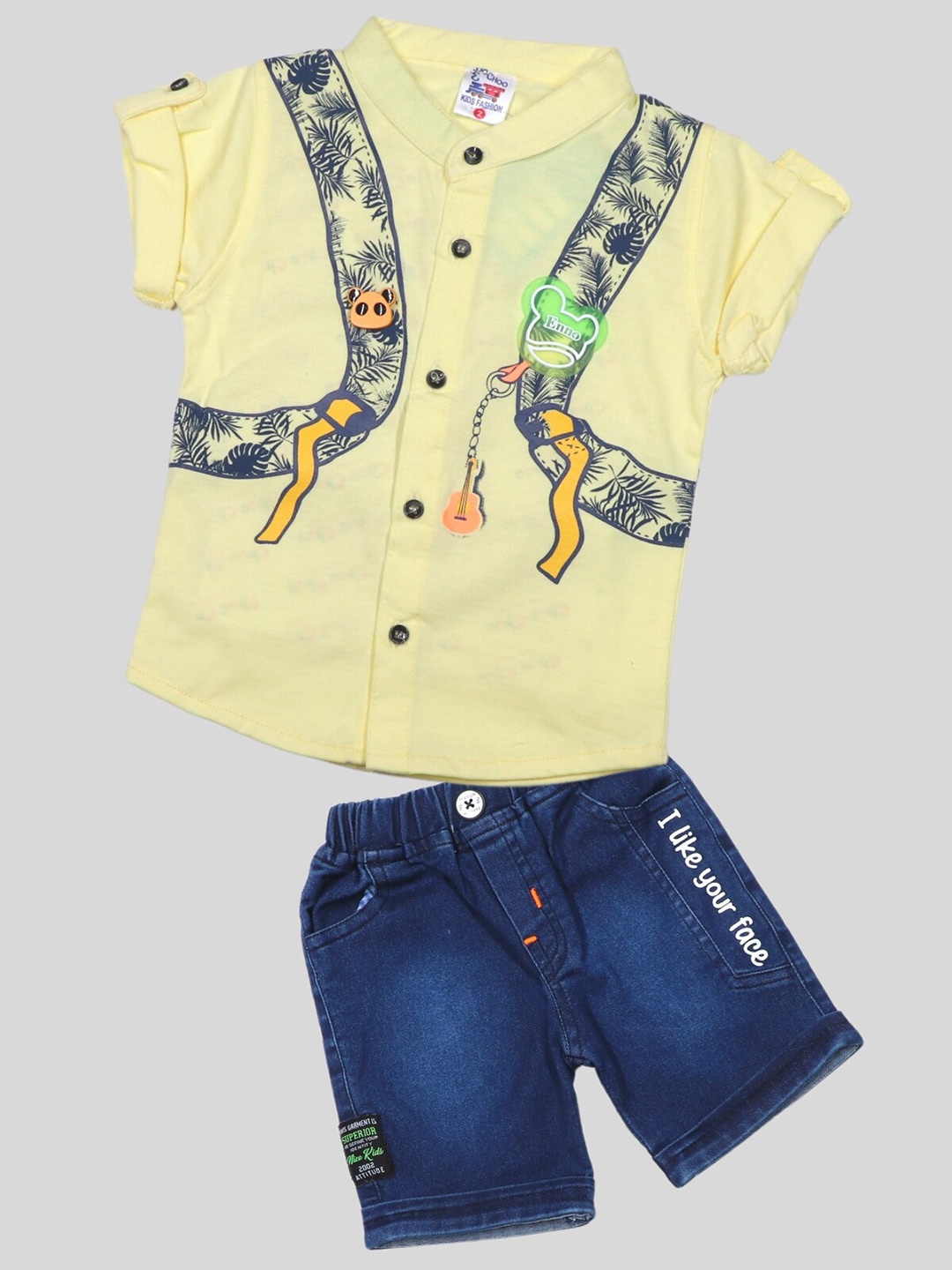 

YOUSTYLO Infants Boys Printed Shirt With Shorts Clothing Set, Yellow