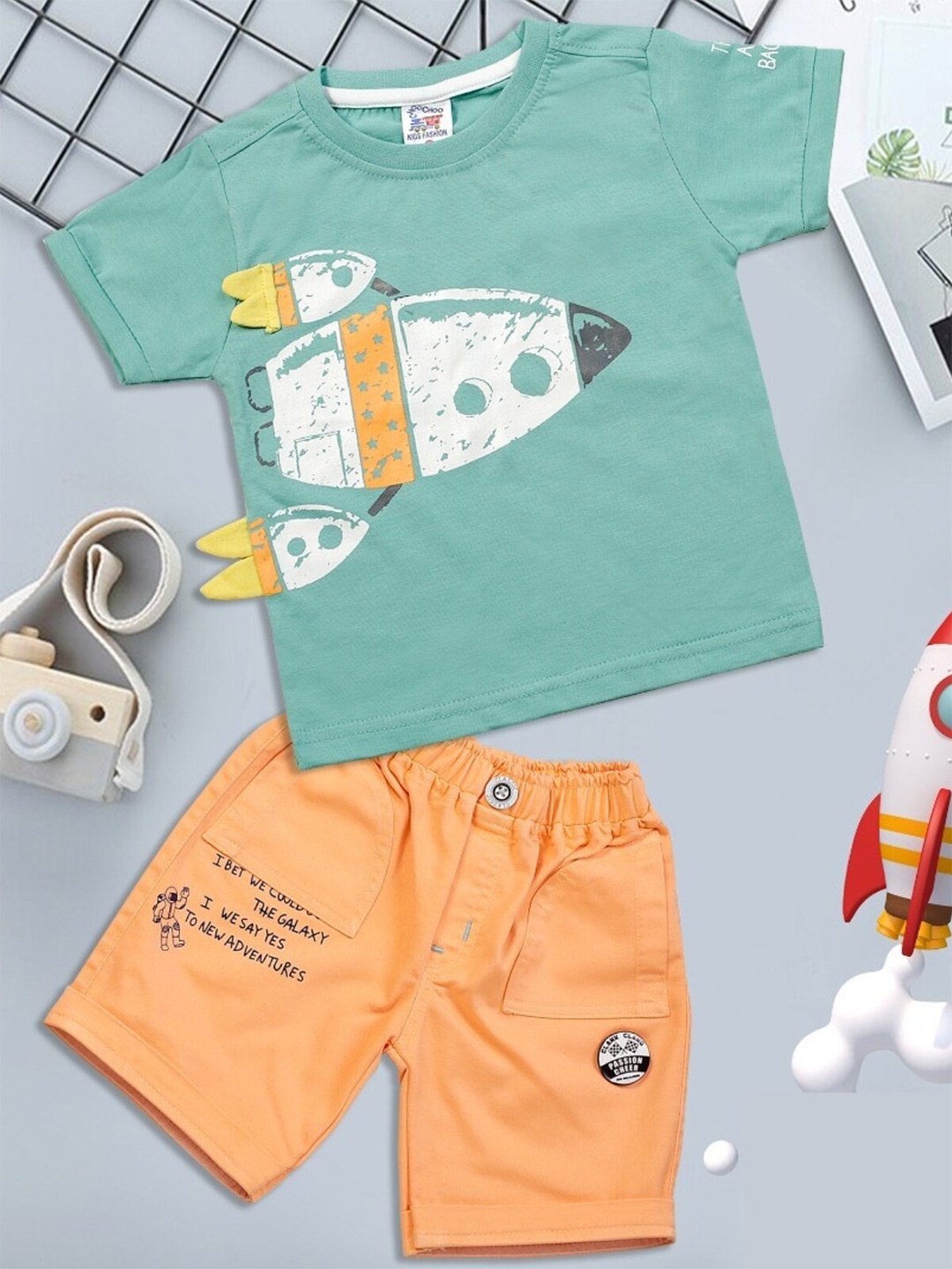 

YOUSTYLO Infants Boys Printed T-shirt With Shorts Clothing Set, Green
