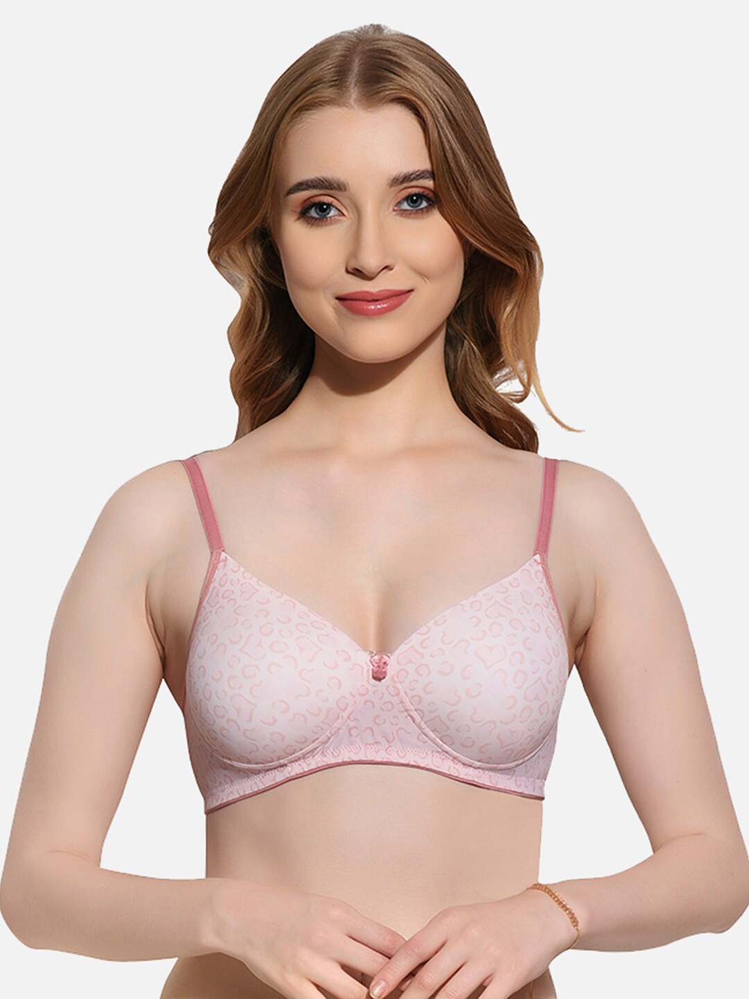 

FIMS Conversational Printed Full Coverage Lightly Padded T-shirt Bra With All Day Comfort, Pink