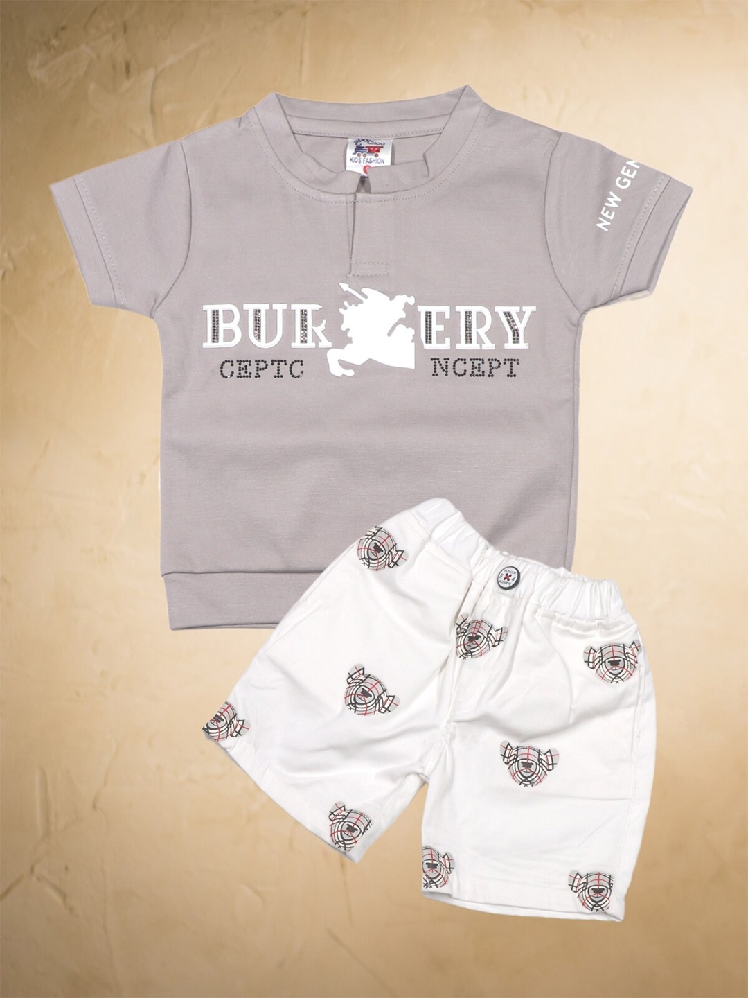 

YOUSTYLO Infants Boys Printed T-shirt With Shorts Clothing Set, Grey