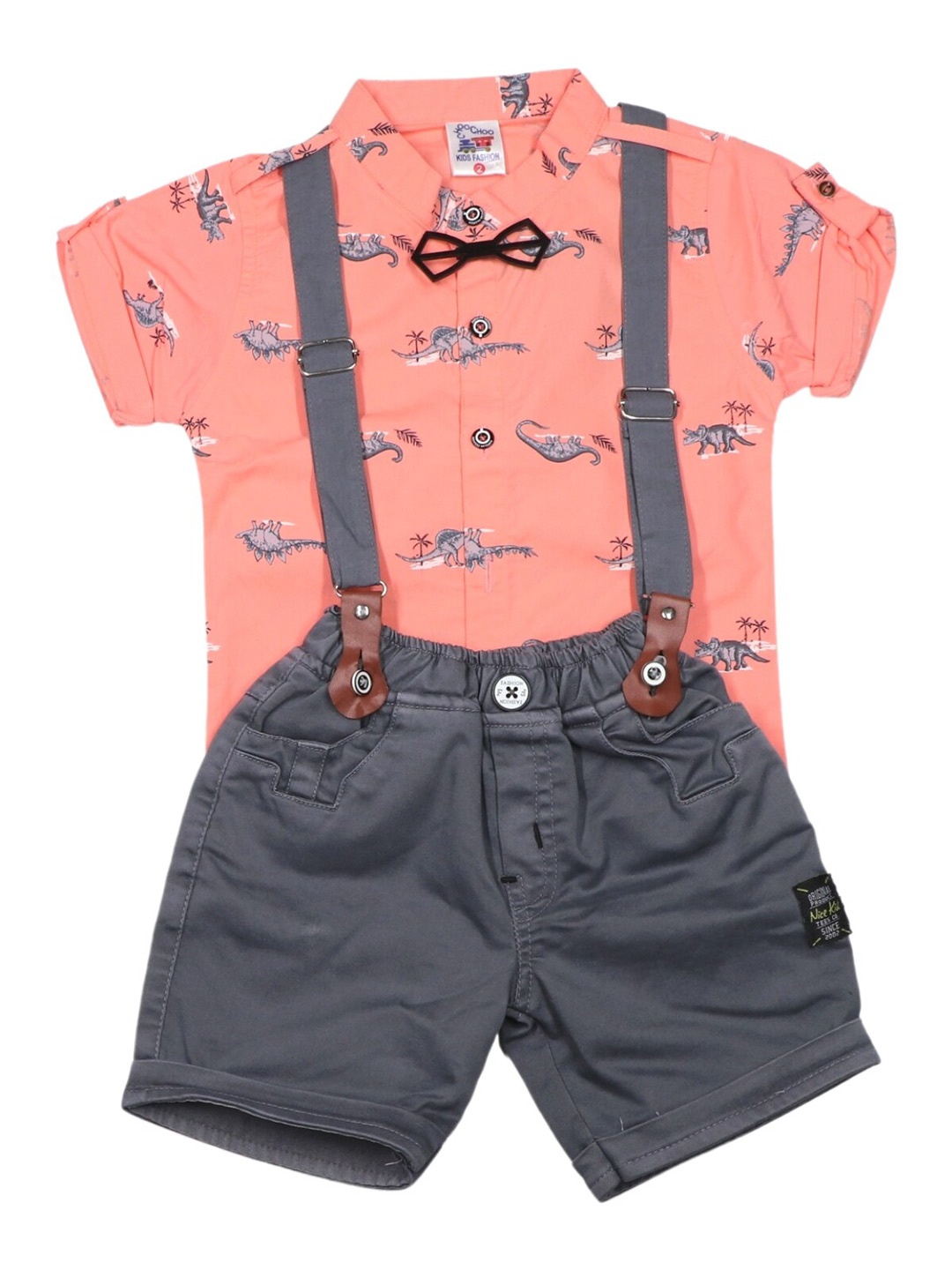 

YOUSTYLO Boys Conversational Printed T-shirt with Shorts, Peach