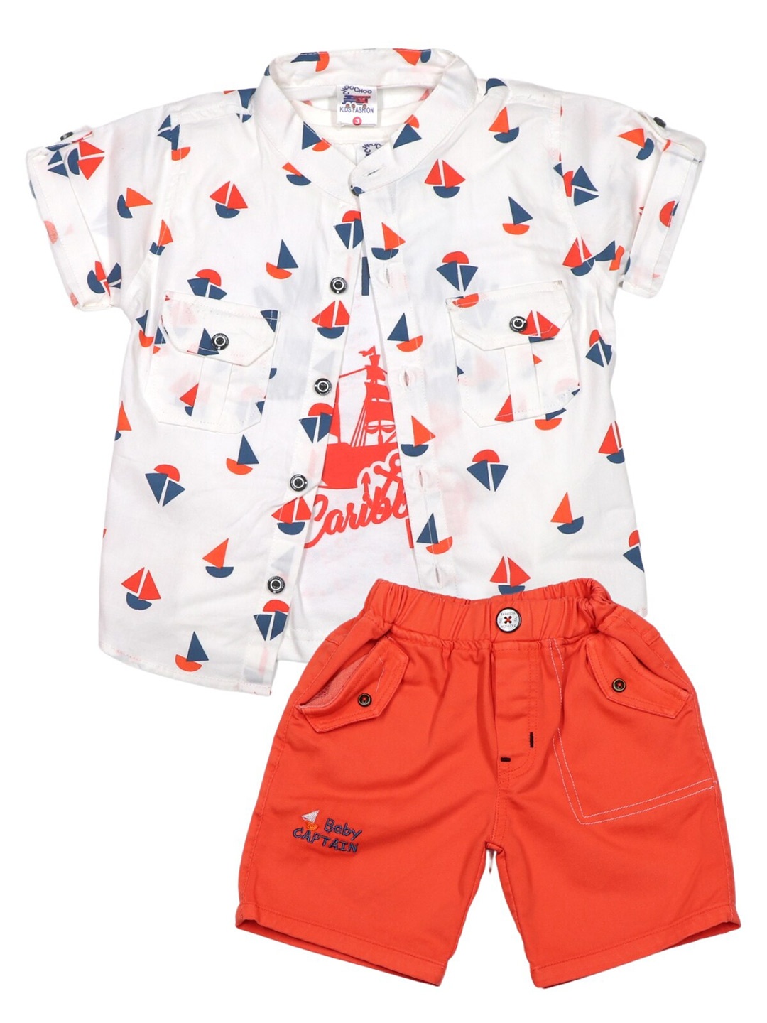 

YOUSTYLO Boys Conversational Printed Shirt with Shorts, White