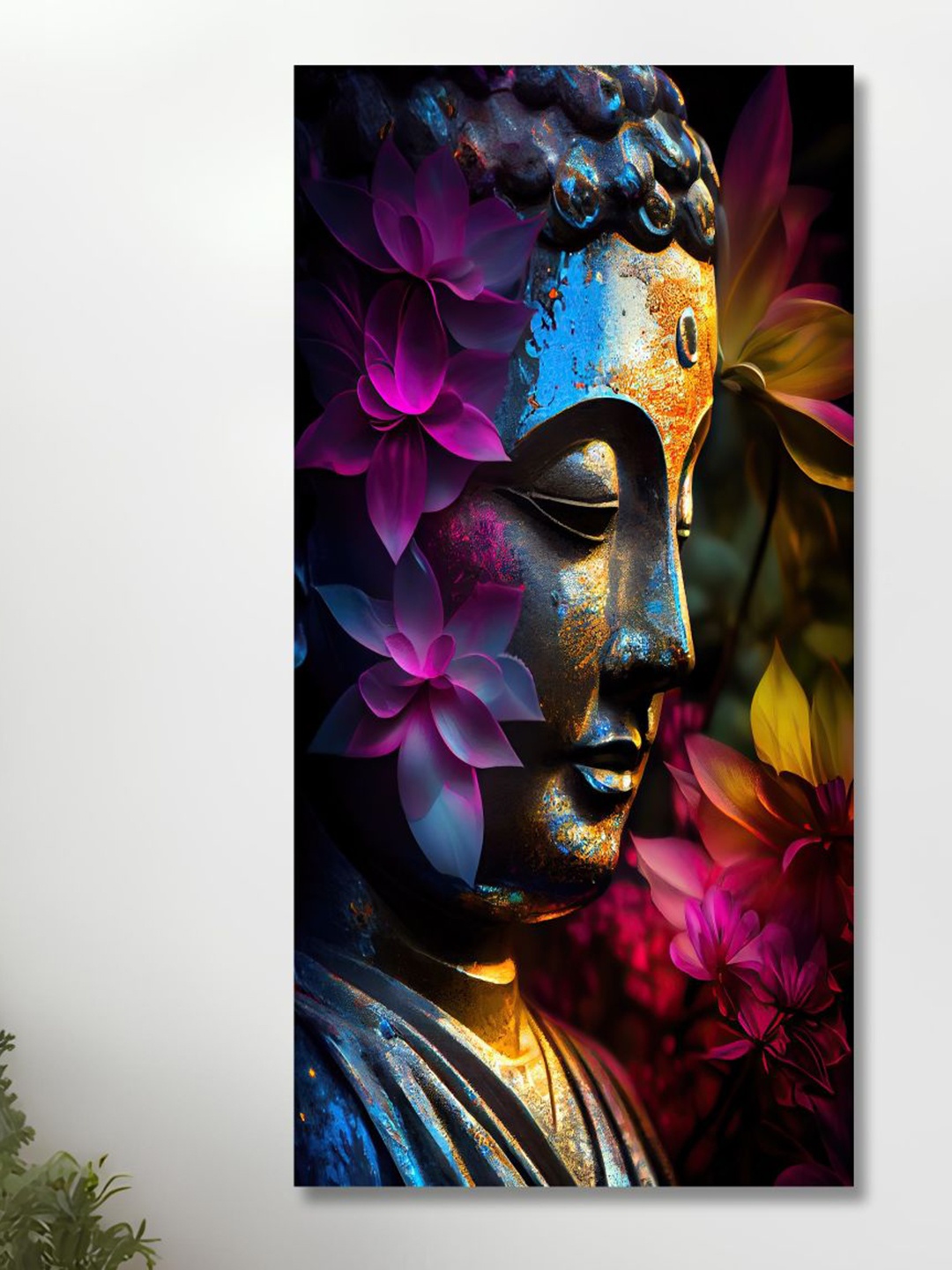 

SAF Purple & Blue Canvas Lord Buddha Painting Wall Art