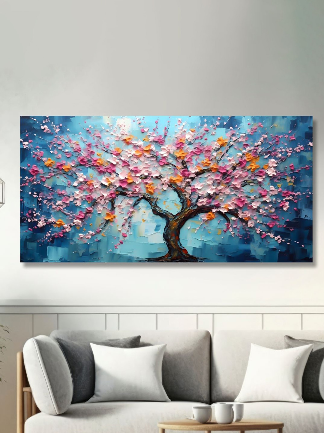 

SAF Blue & Pink Tree Painting Wall Art