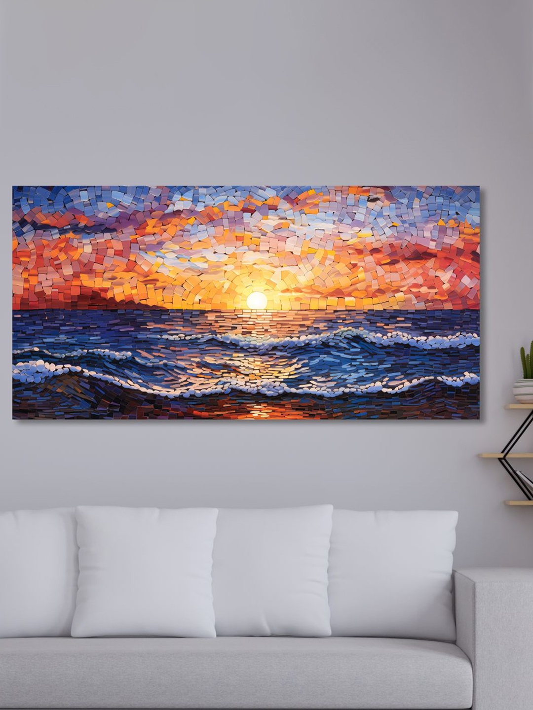 

SAF Blue & Orange Colored Abstract Painting Wall Art