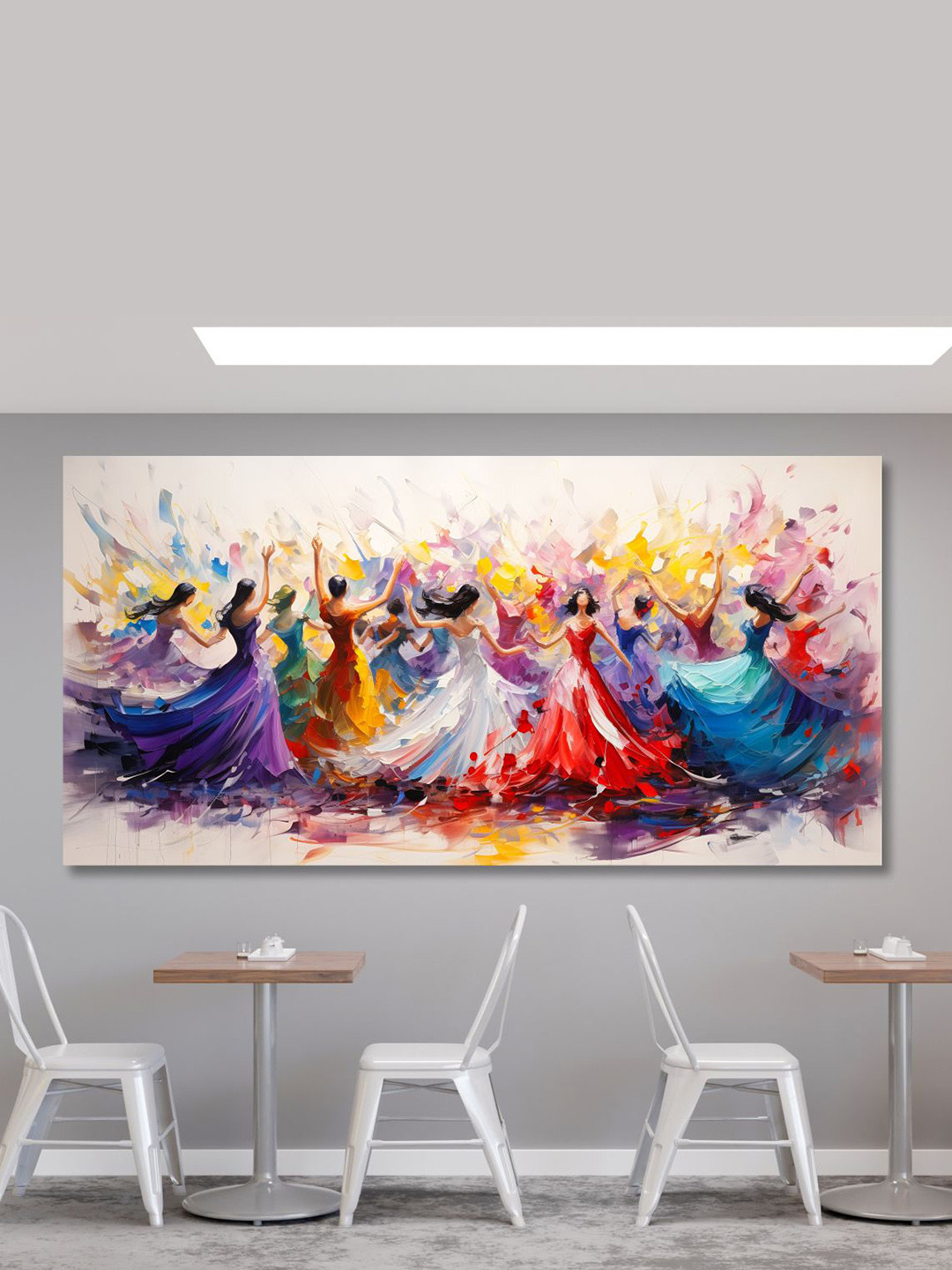 

SAF Cream-Colored & Blue Modern Art Painting Wall Art