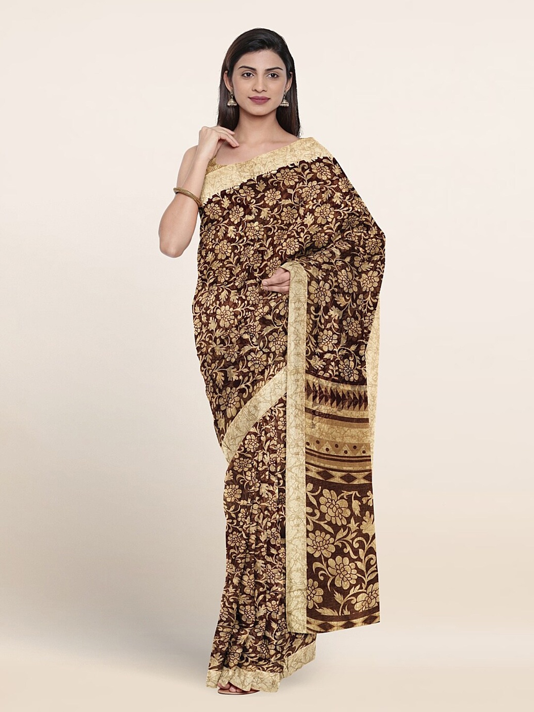 

Pothys Floral Printed Saree, Beige