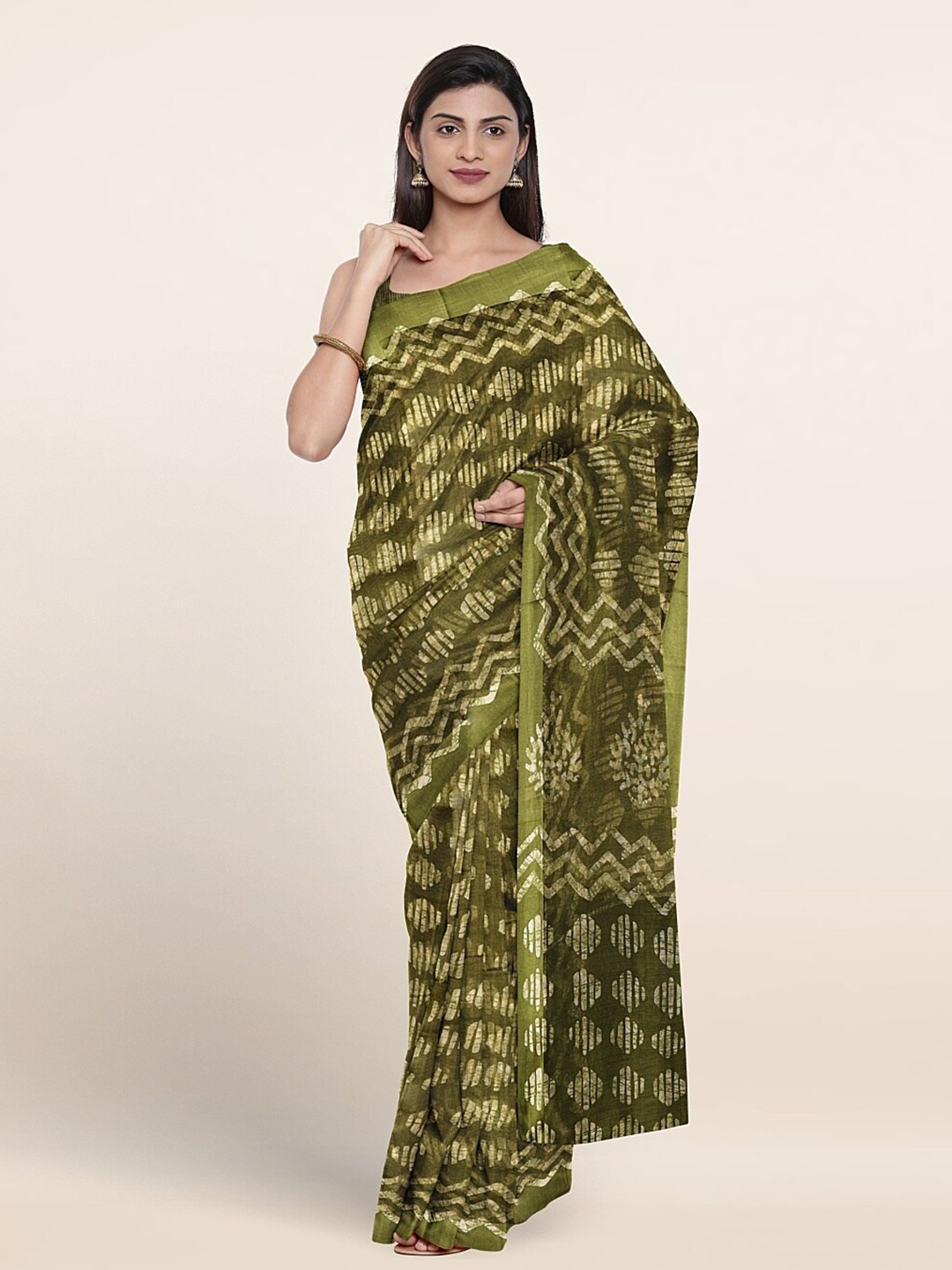 

Pothys Ethnic Motif Printed Saree, Green