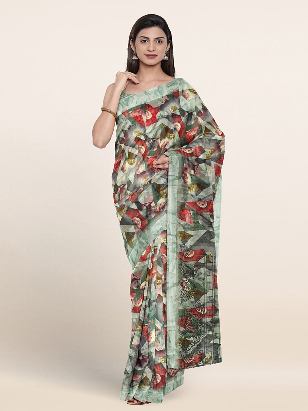 

Pothys Abstract Printed Saree, Green