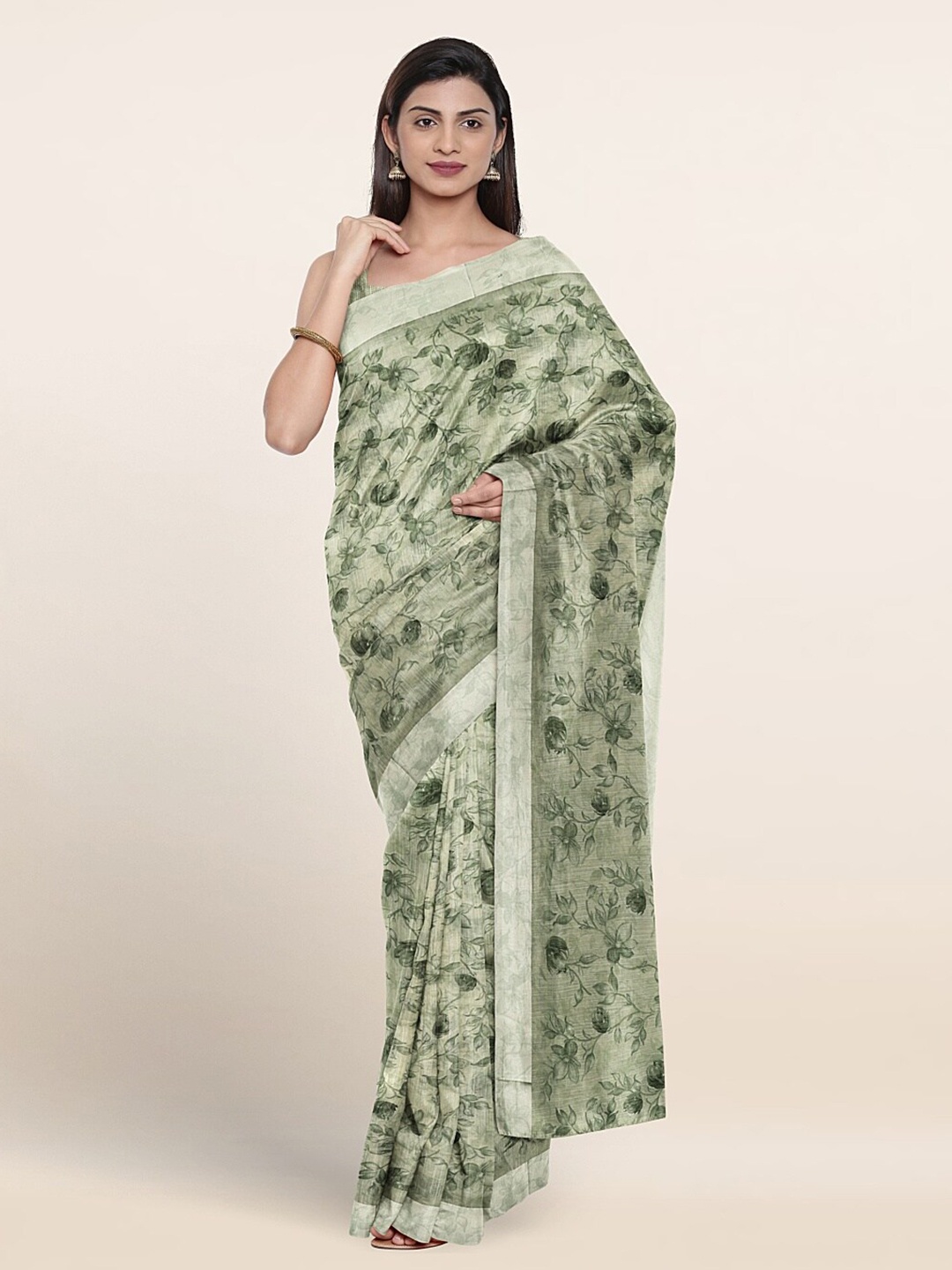 

Pothys Floral Printed Saree, Green
