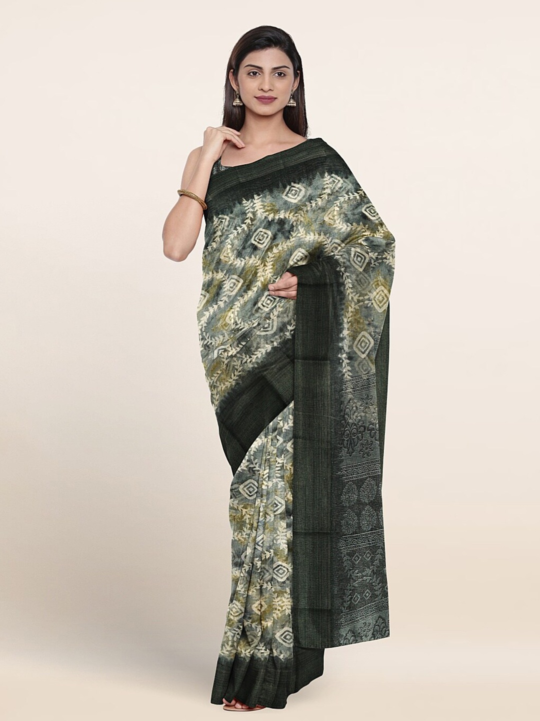 

Pothys Floral Printed Zari Saree, Blue