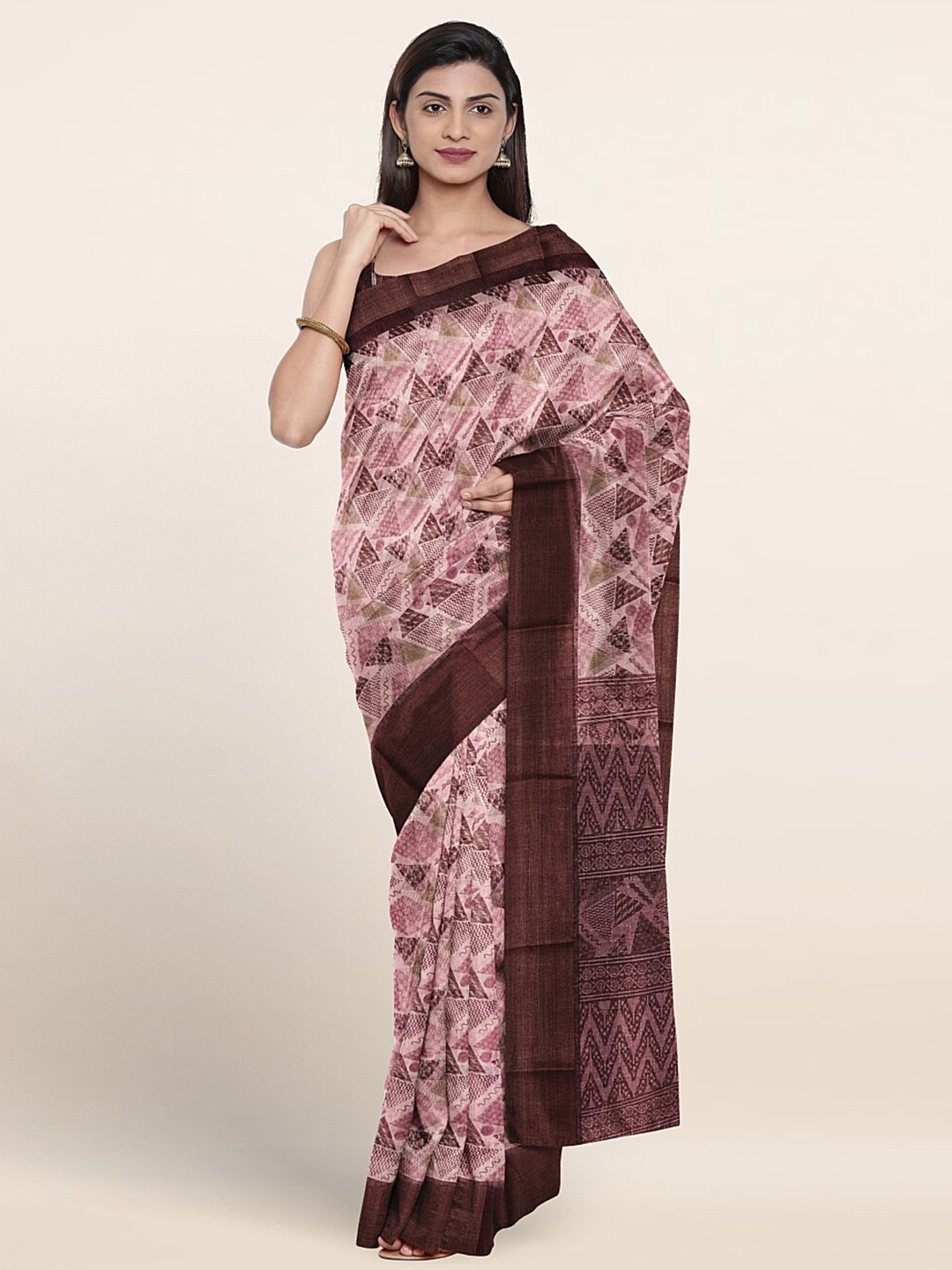 

Pothys Geometric Printed Saree, Lavender