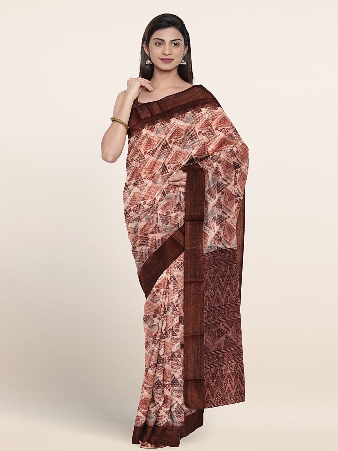 

Pothys Geometric Printed Saree, Pink